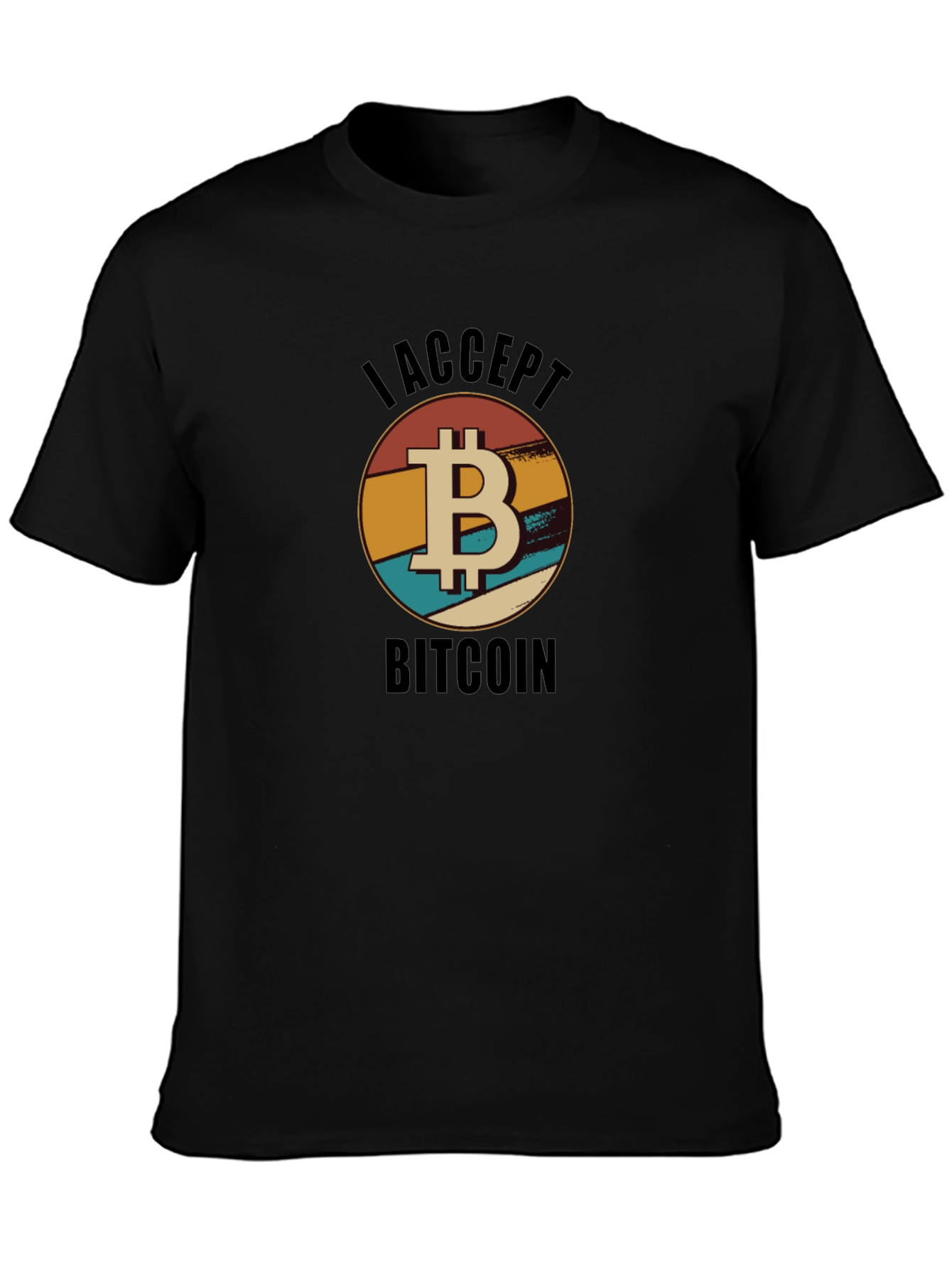 Camiseta Hombre Acepto Bitcoin Diseño Retro