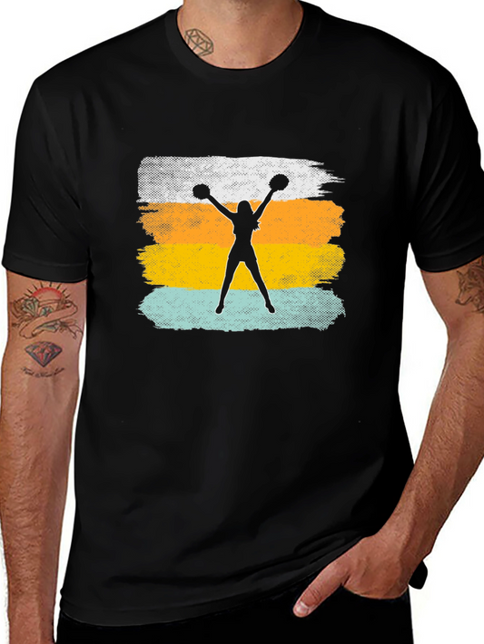 Camiseta Negra Silueta Cheerleader Vintage