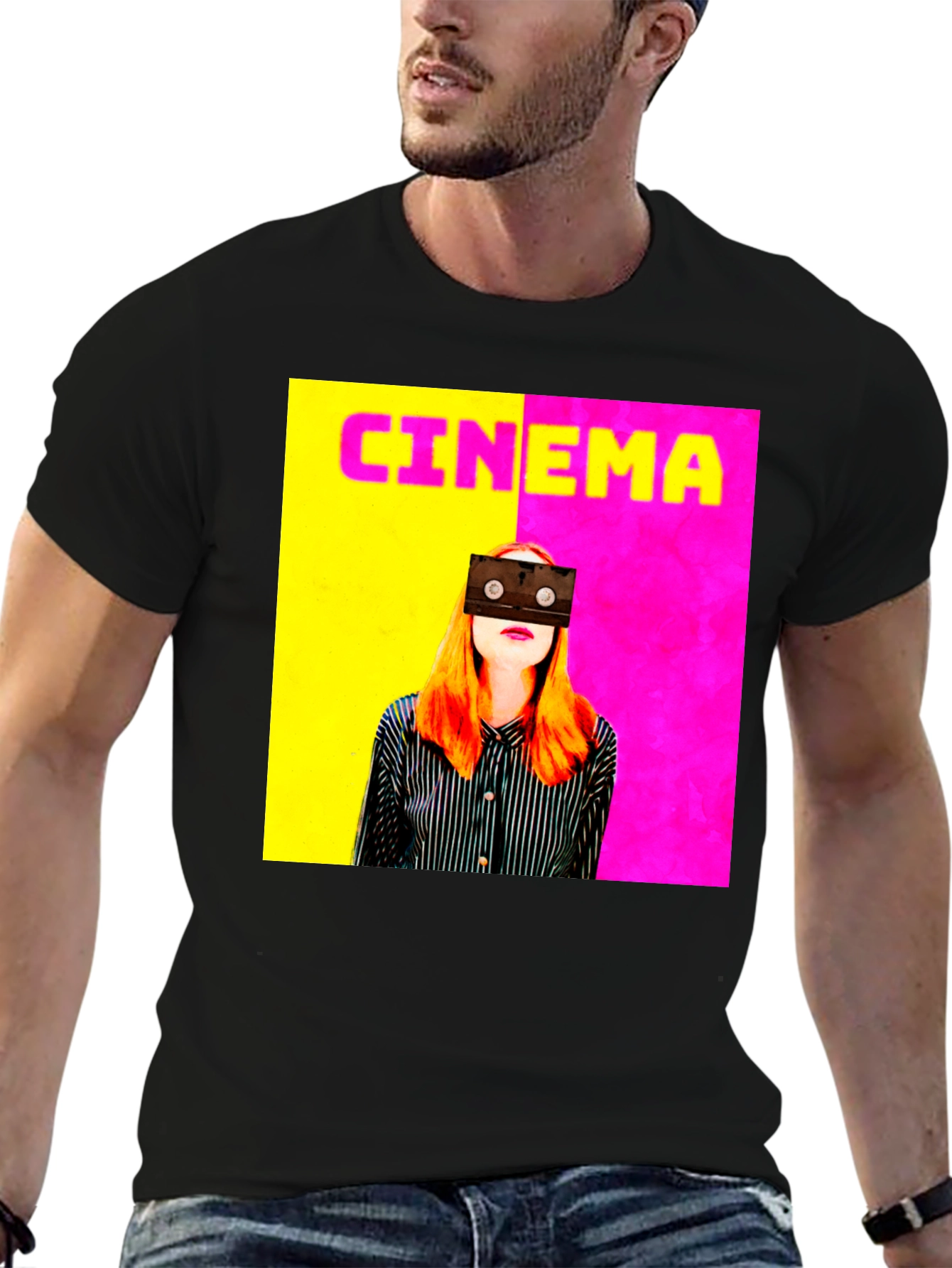 Camiseta Negra Cinema Mujer VHS