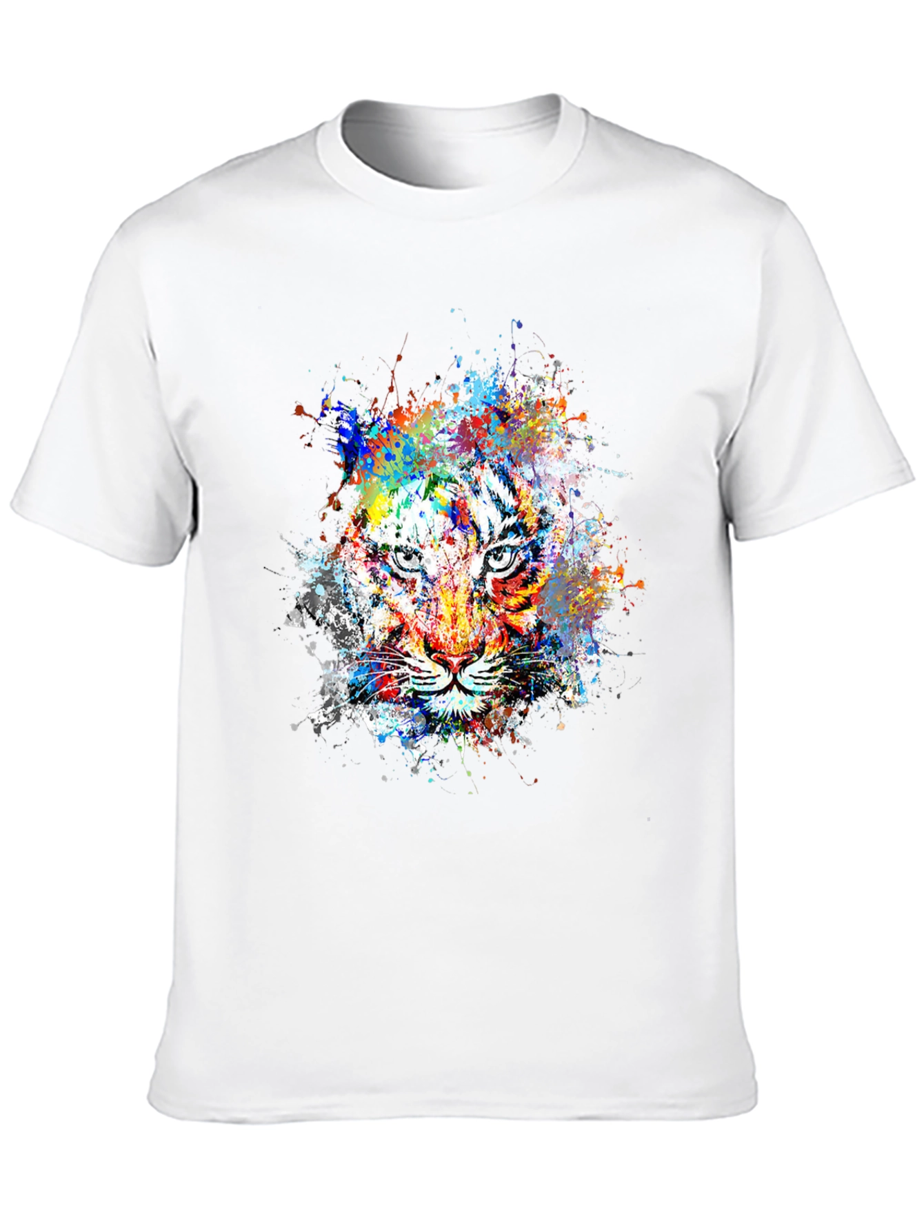 Camiseta Negra con Estampado Tigre Abstracto