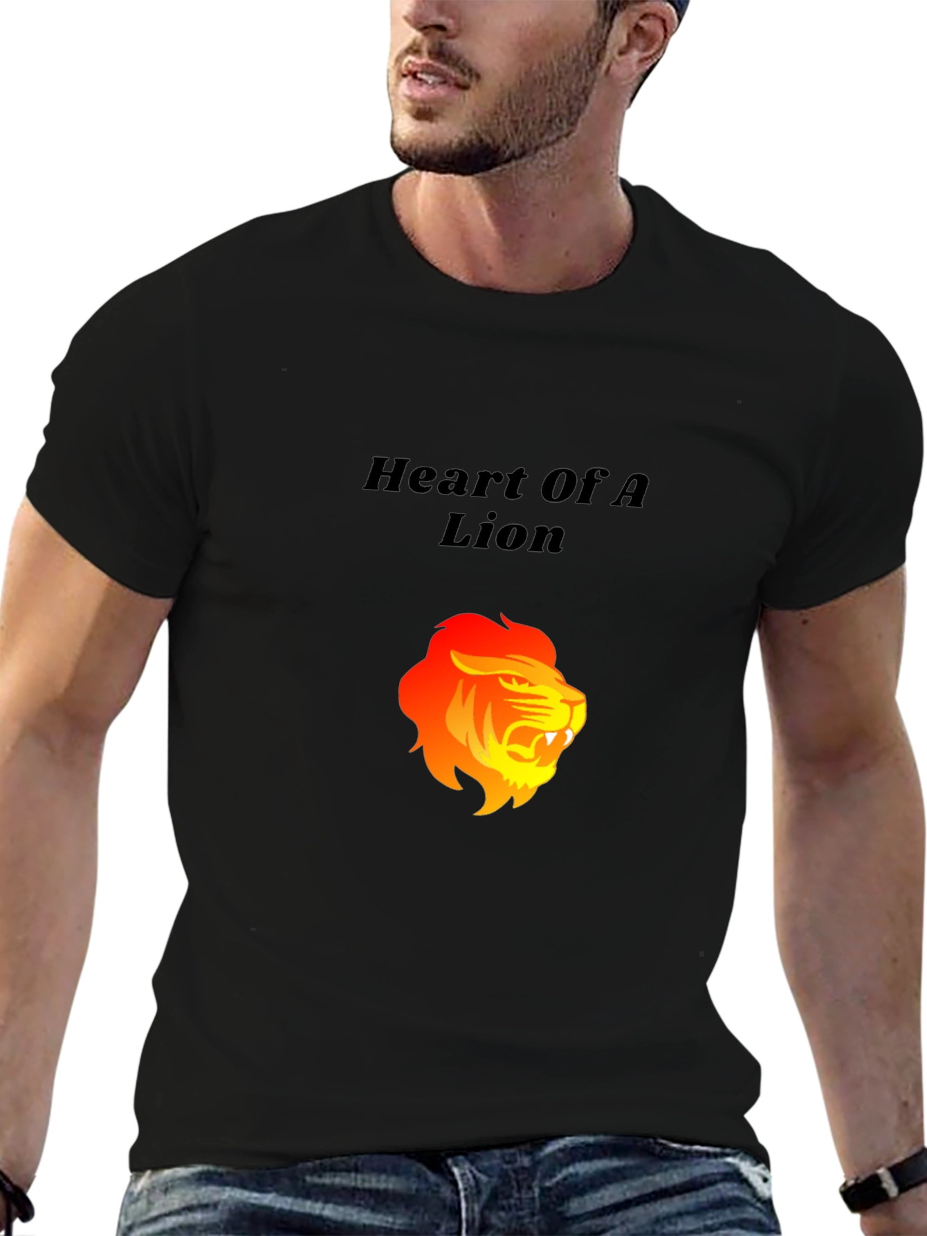 Camiseta Negra: Corazón de León