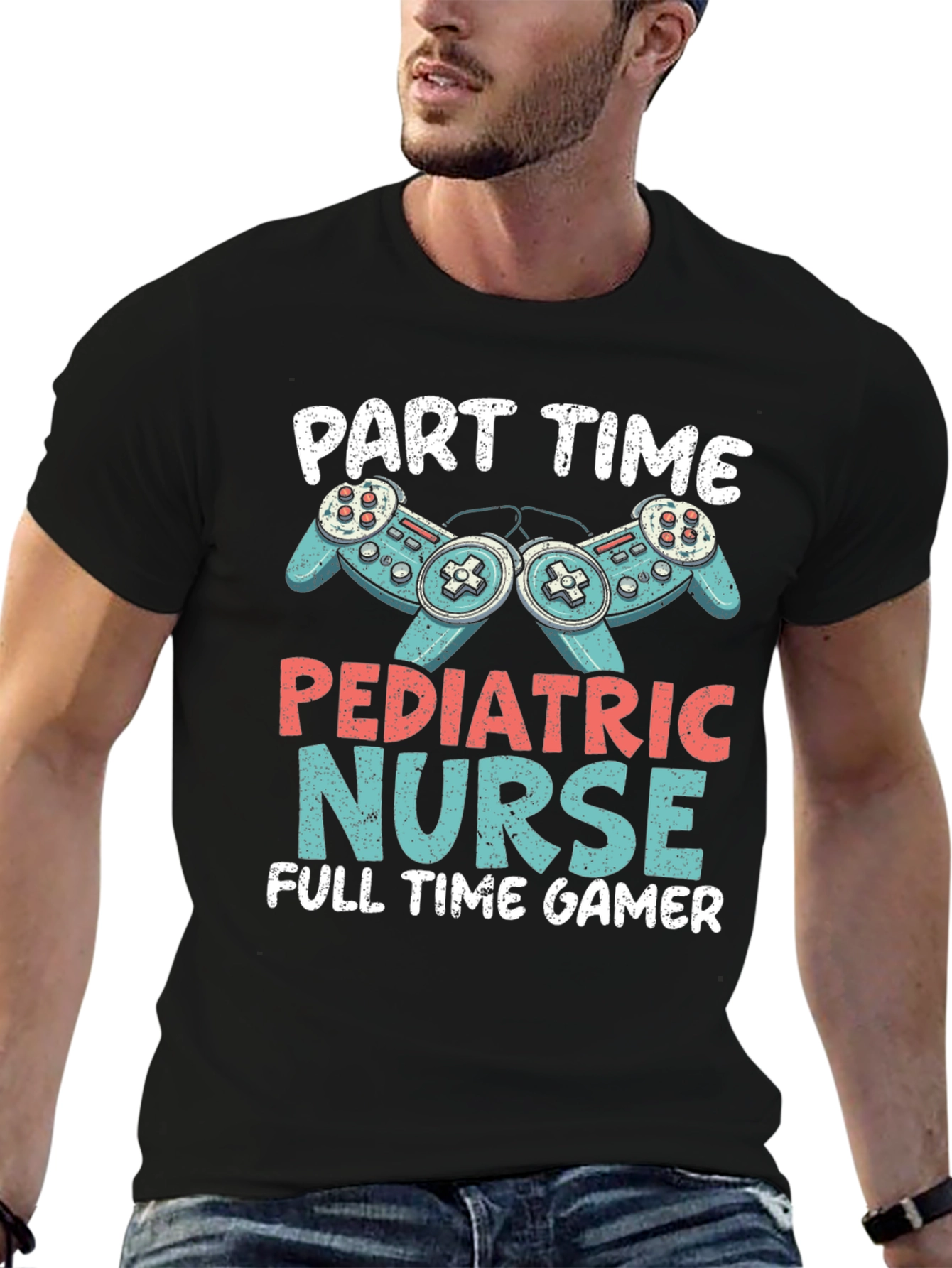 Camiseta Hombre: Enfermera Pediátrica y Gamer