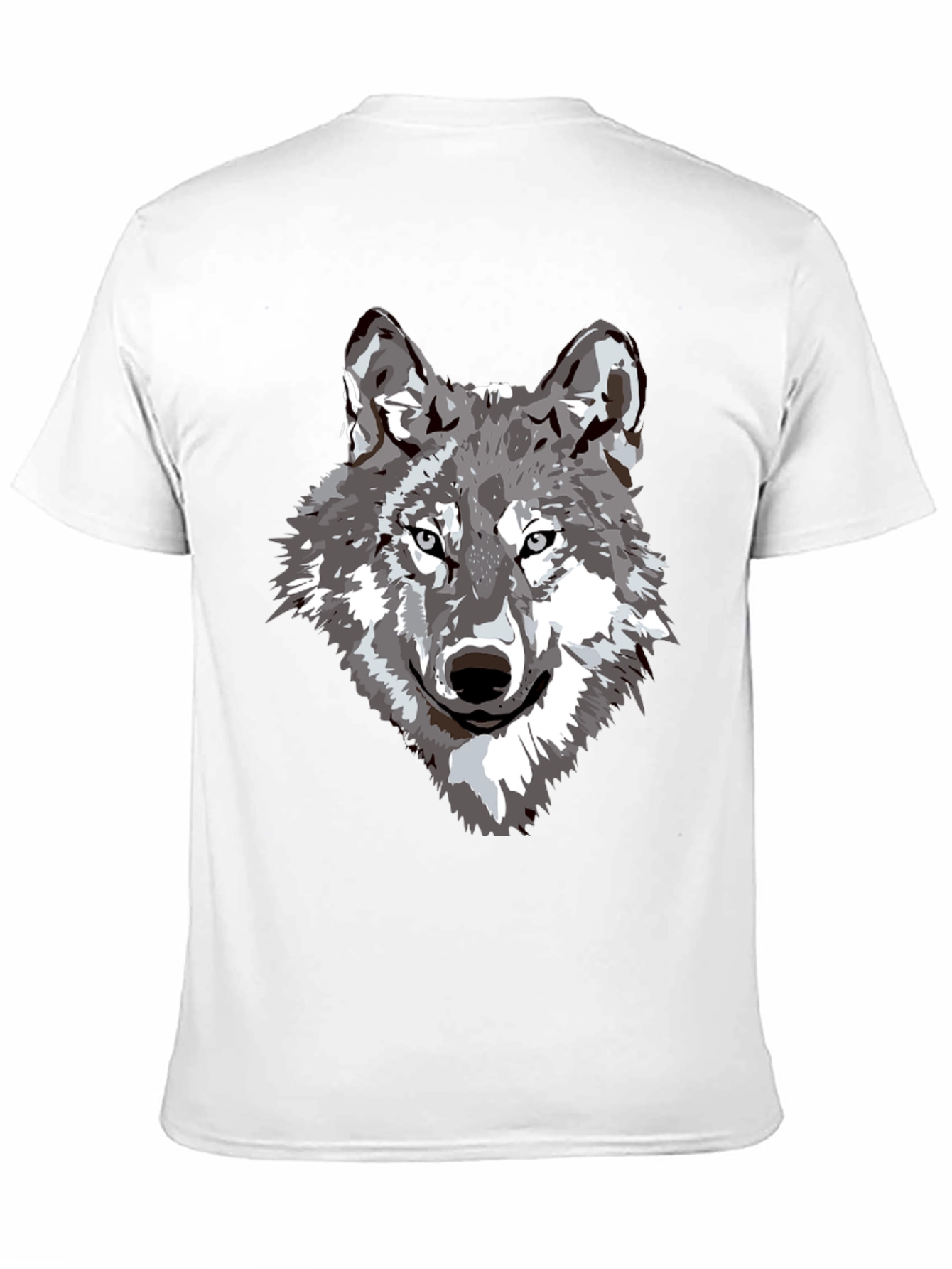 Camiseta Negra Hombre Diseño Lobo Gris