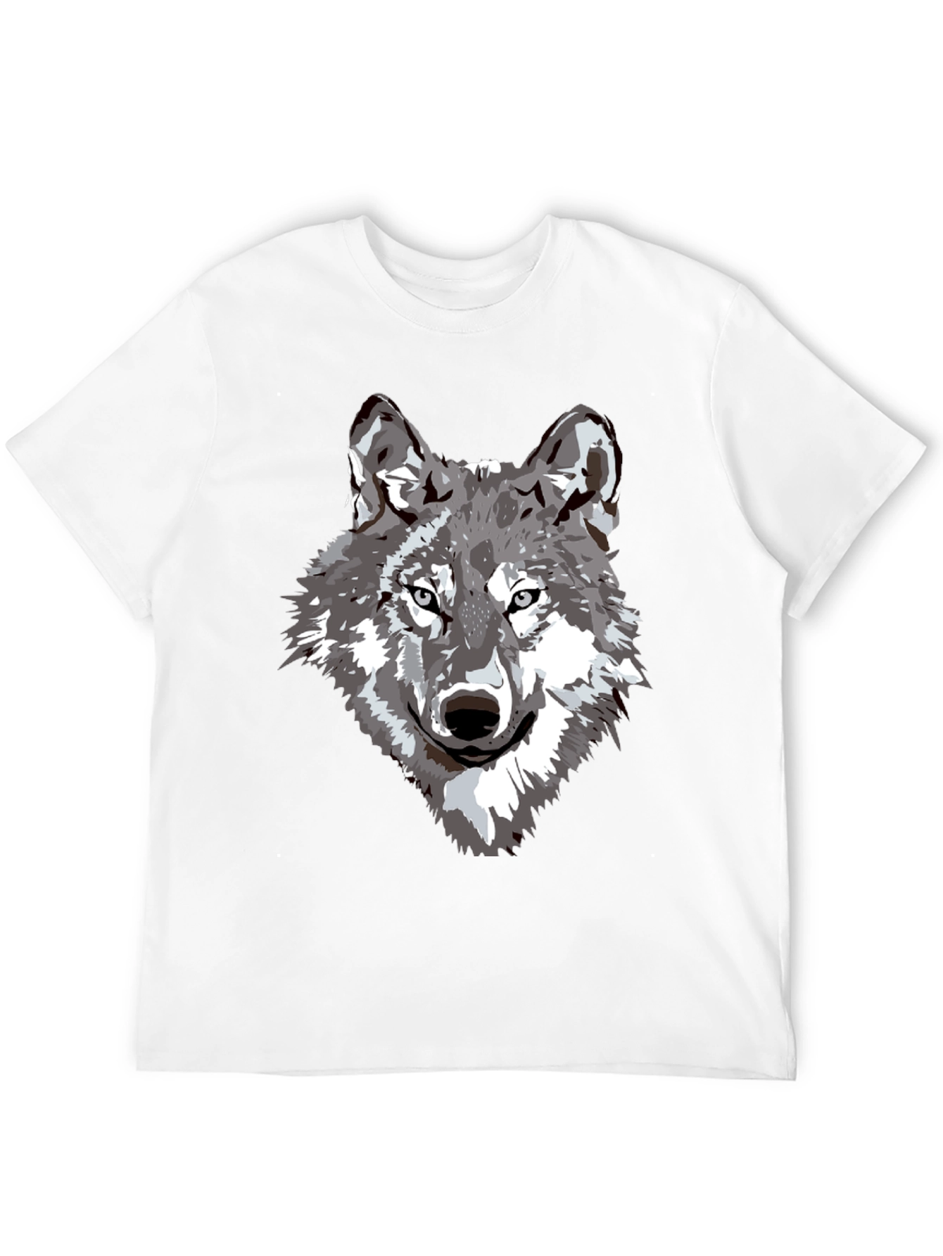 Camiseta Negra Hombre Diseño Lobo Gris