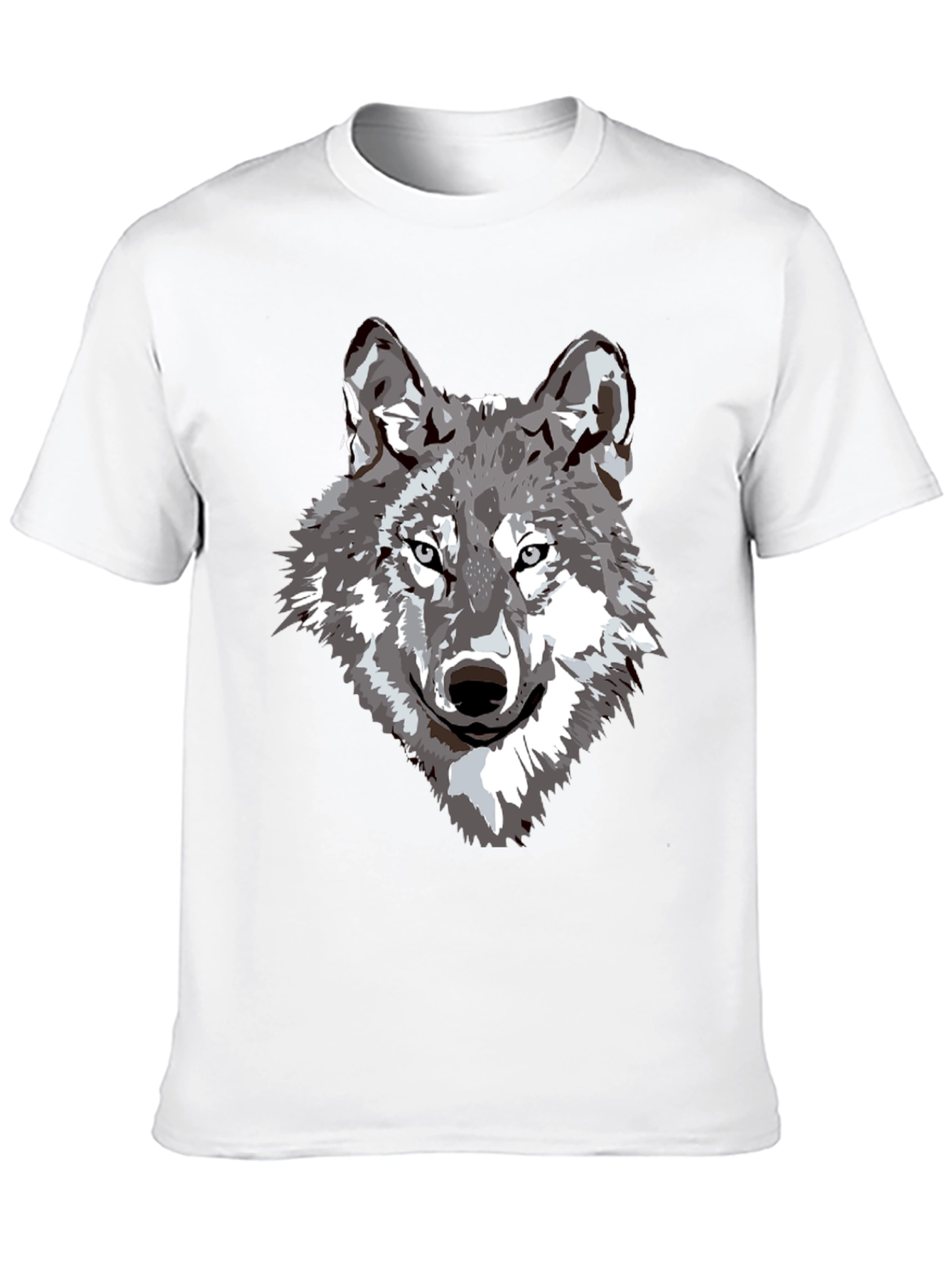 Camiseta Negra Hombre Diseño Lobo Gris