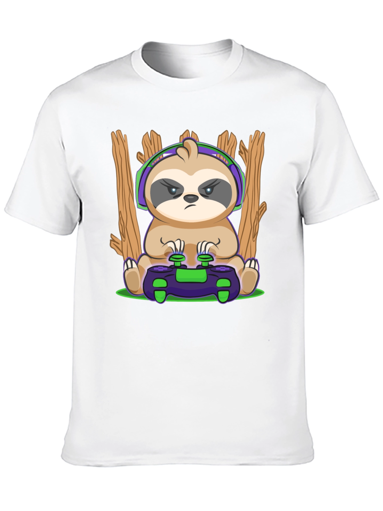 Camiseta Hombre con Diseño de Perezoso Gamer