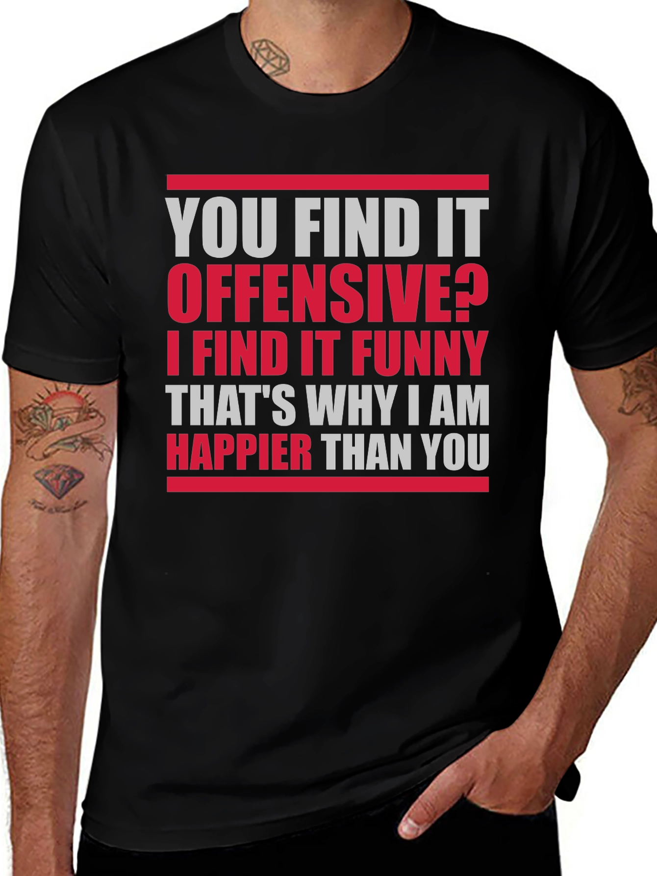 Camiseta Negra con Texto Divertido: Ofensivo? Funny!
