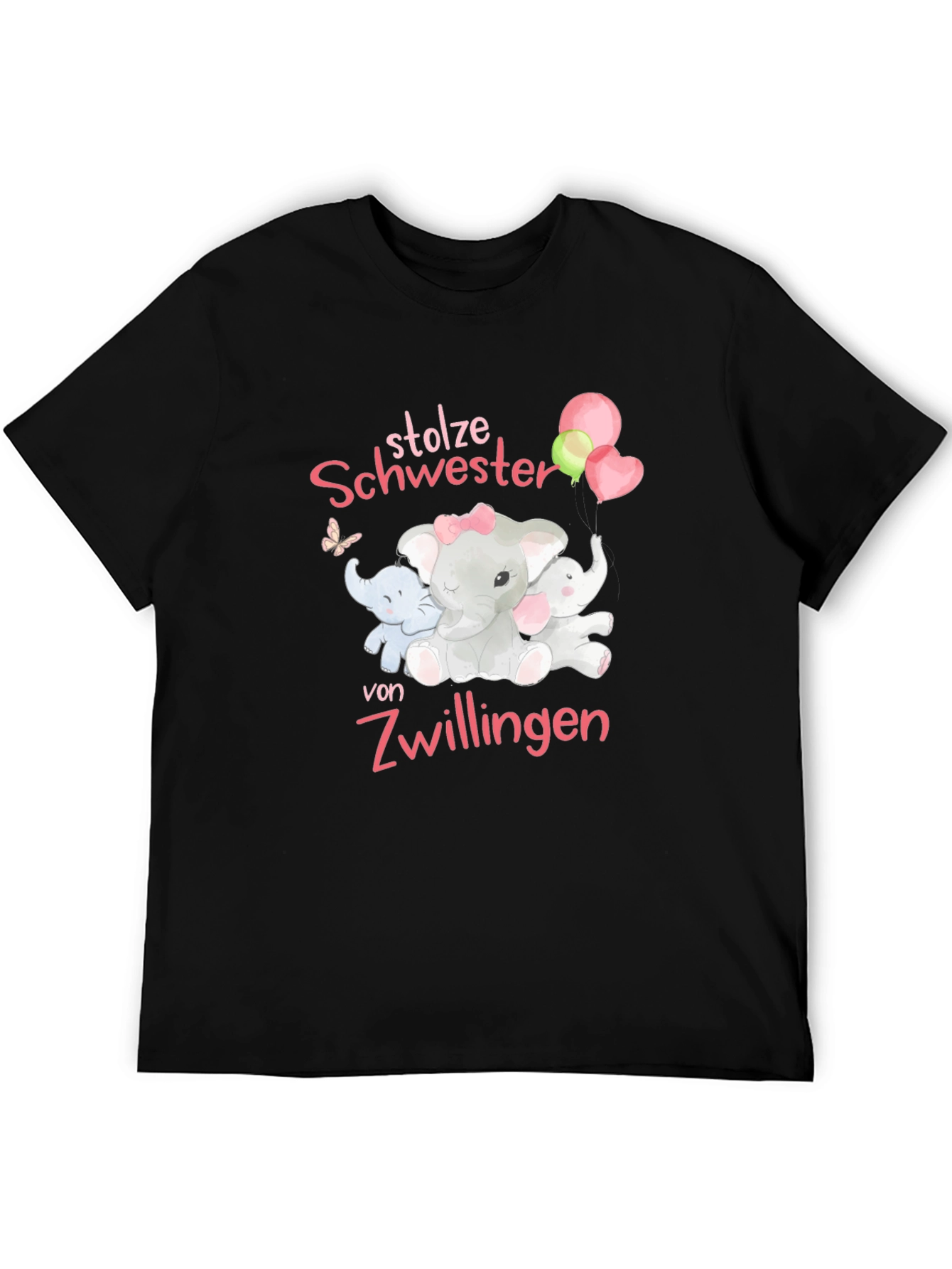 Camiseta Negra Orgullosa Hermana de Gemelos