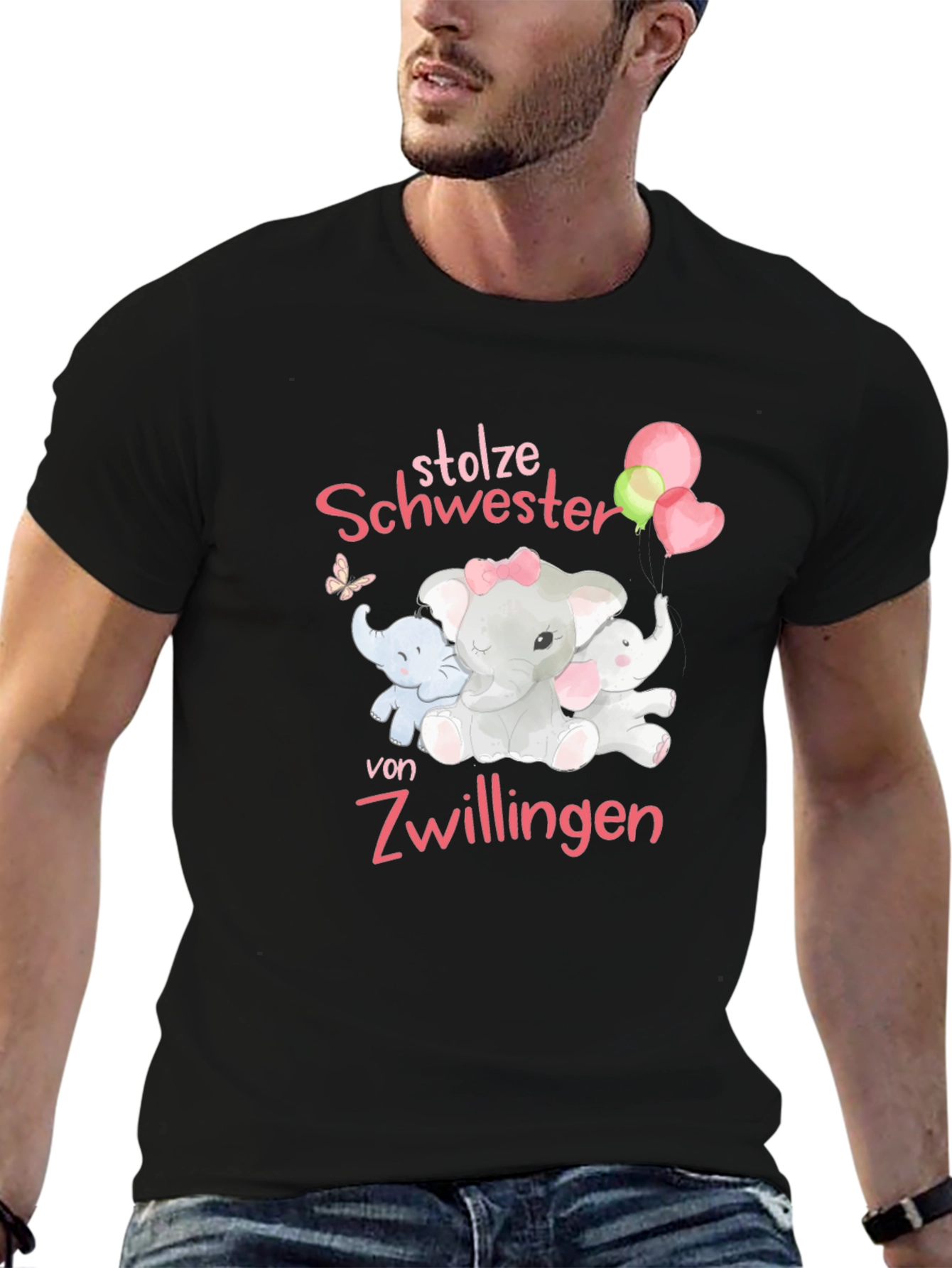 Camiseta Negra Orgullosa Hermana de Gemelos