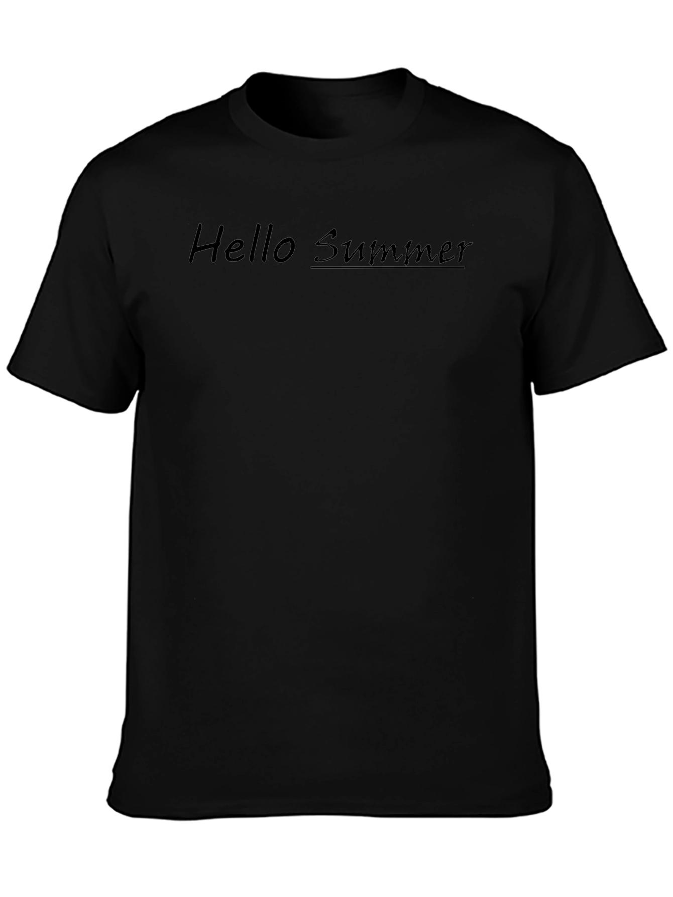 Camiseta Negra Hello Summer de Algodón Casual