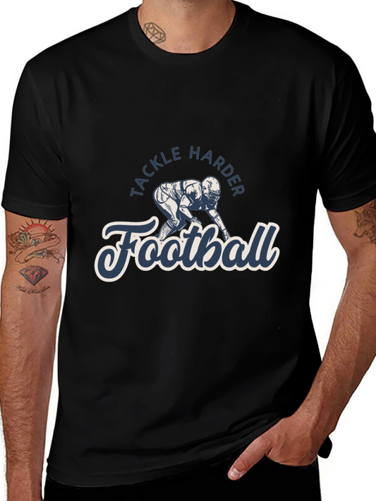 Camiseta Negra Football Tackle Harder