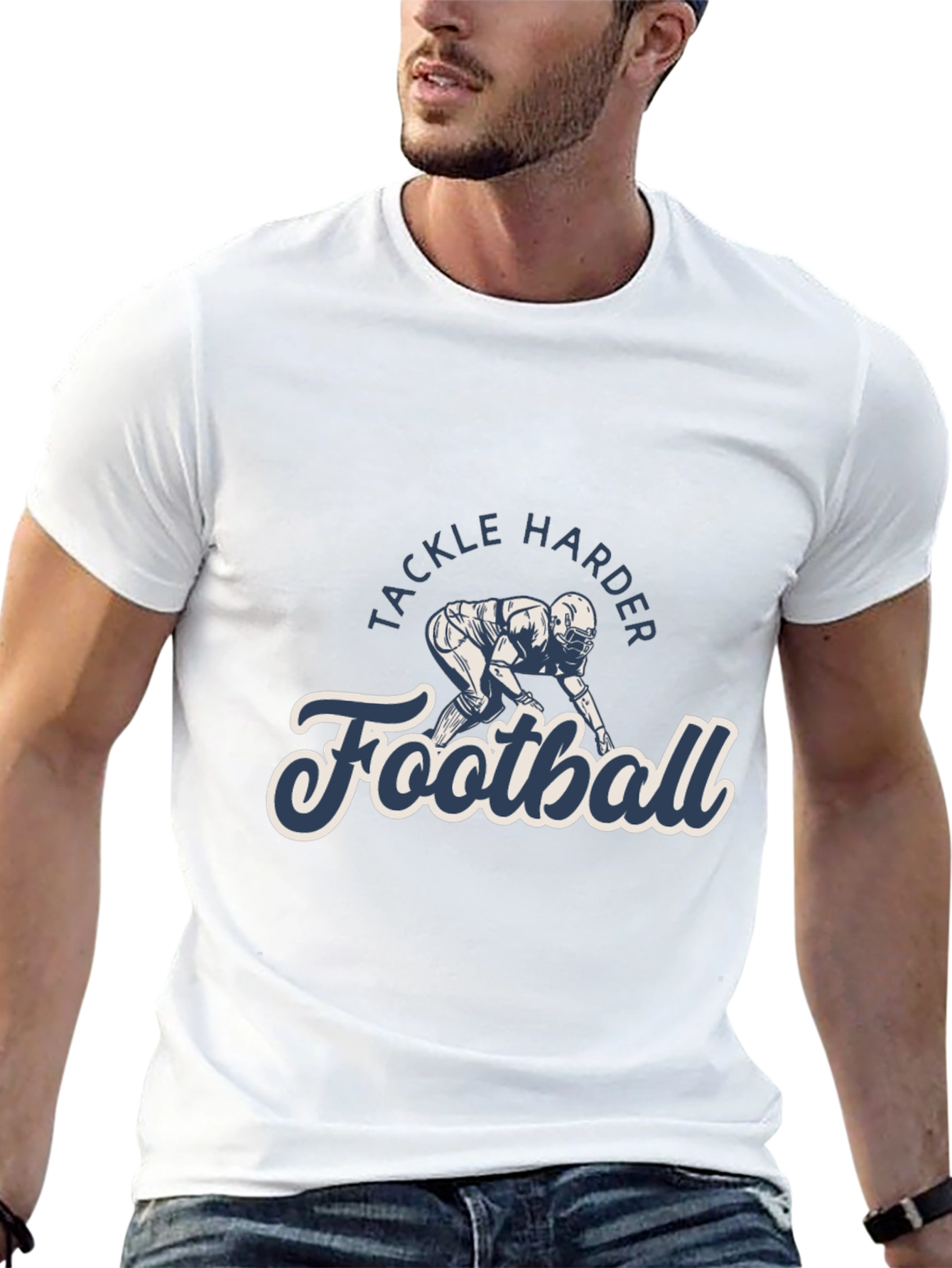 Camiseta Negra Football Tackle Harder