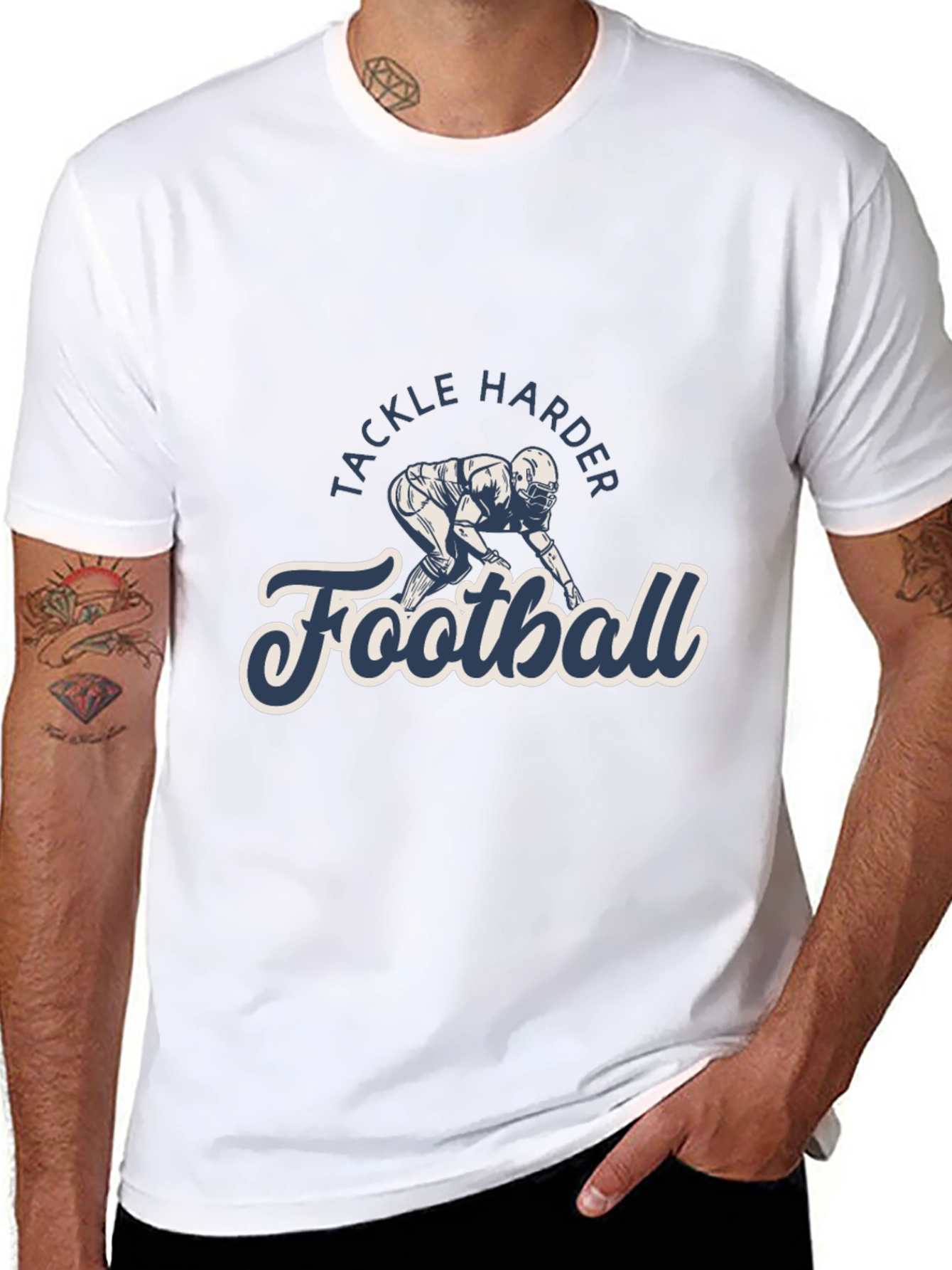 Camiseta Negra Football Tackle Harder