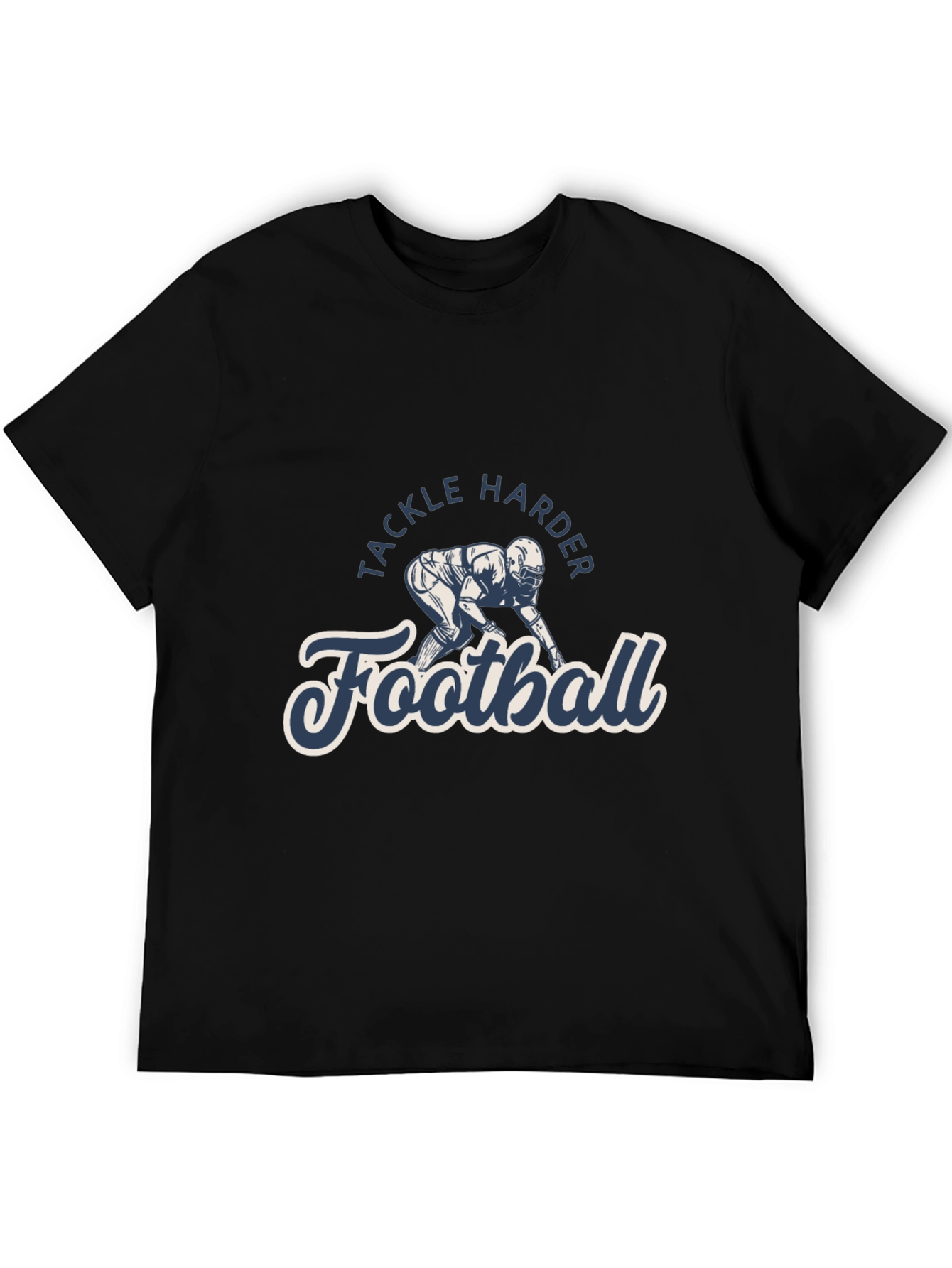 Camiseta Negra Football Tackle Harder