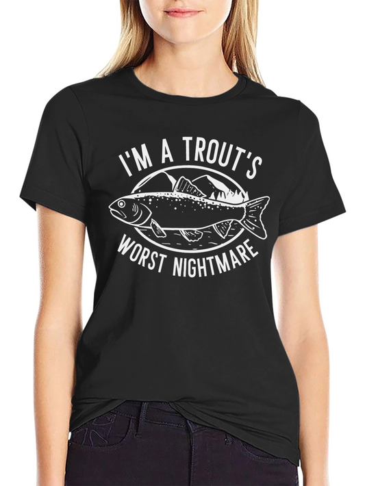 Camiseta Negra Pesadilla de Trucha para Amantes de la Pesca