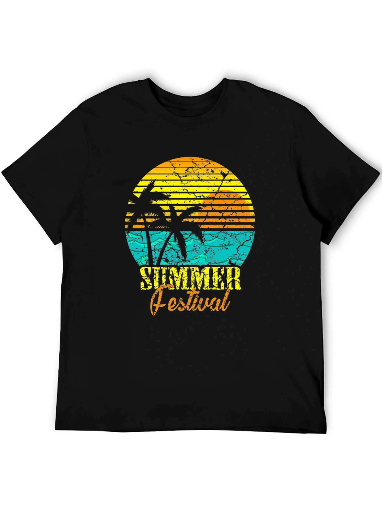 Camiseta Negra Estampada Festival de Verano