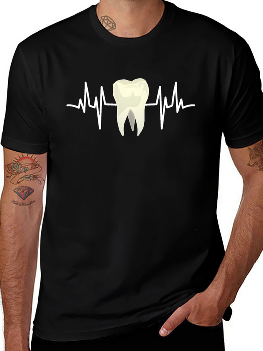 Camiseta Negra con Diseño Dental - Latido del Corazón