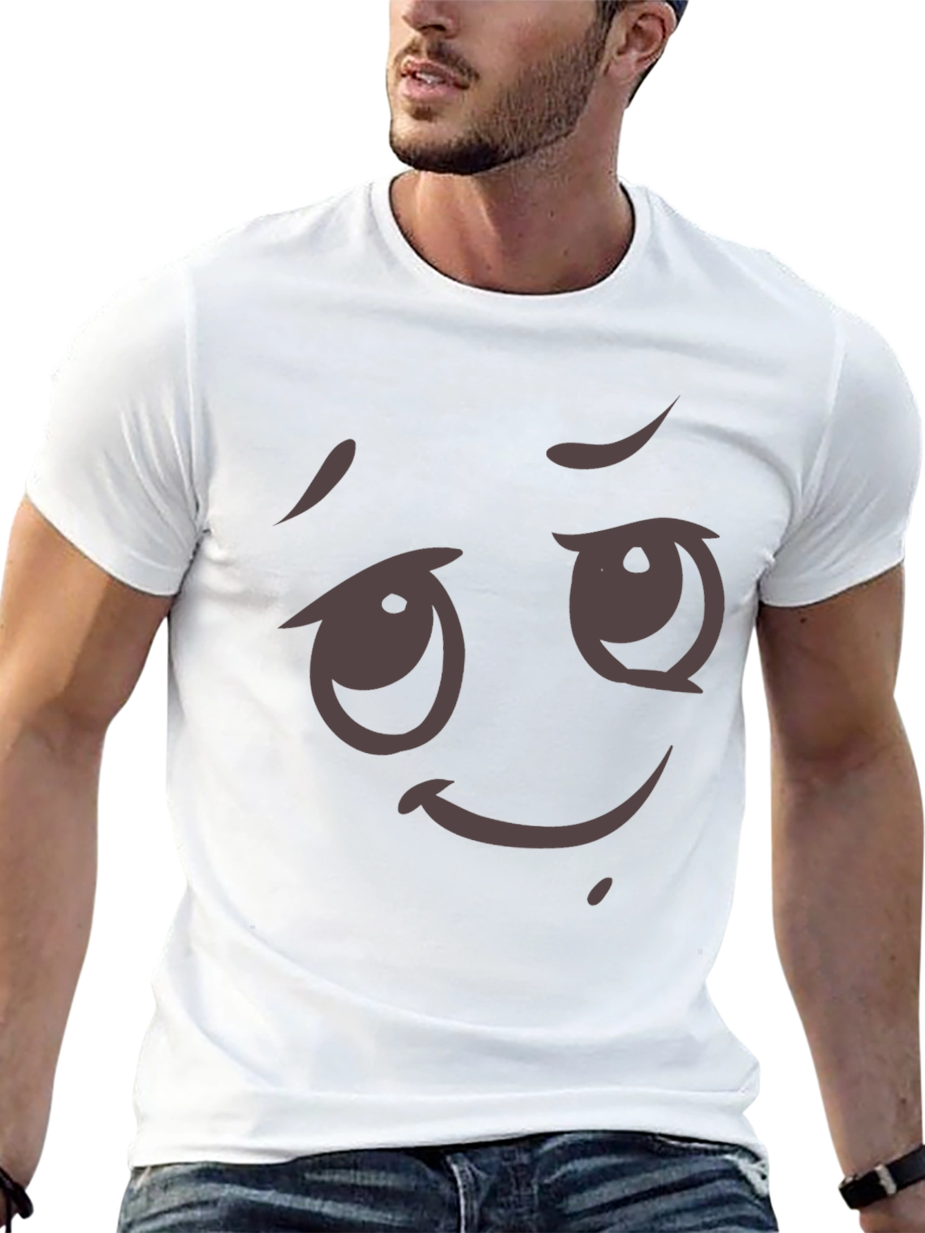 Camiseta Negra con Diseño Emoji Expresivo