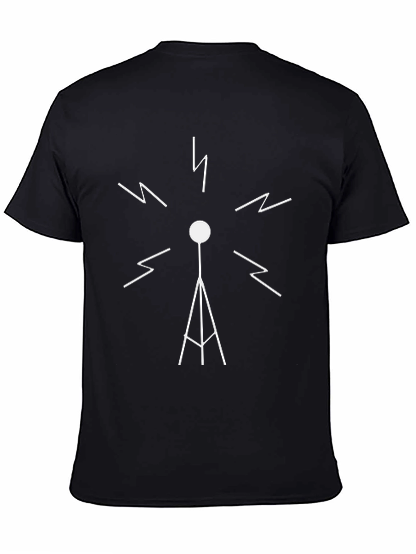 Camiseta Negra con Diseño de Antena de Radio