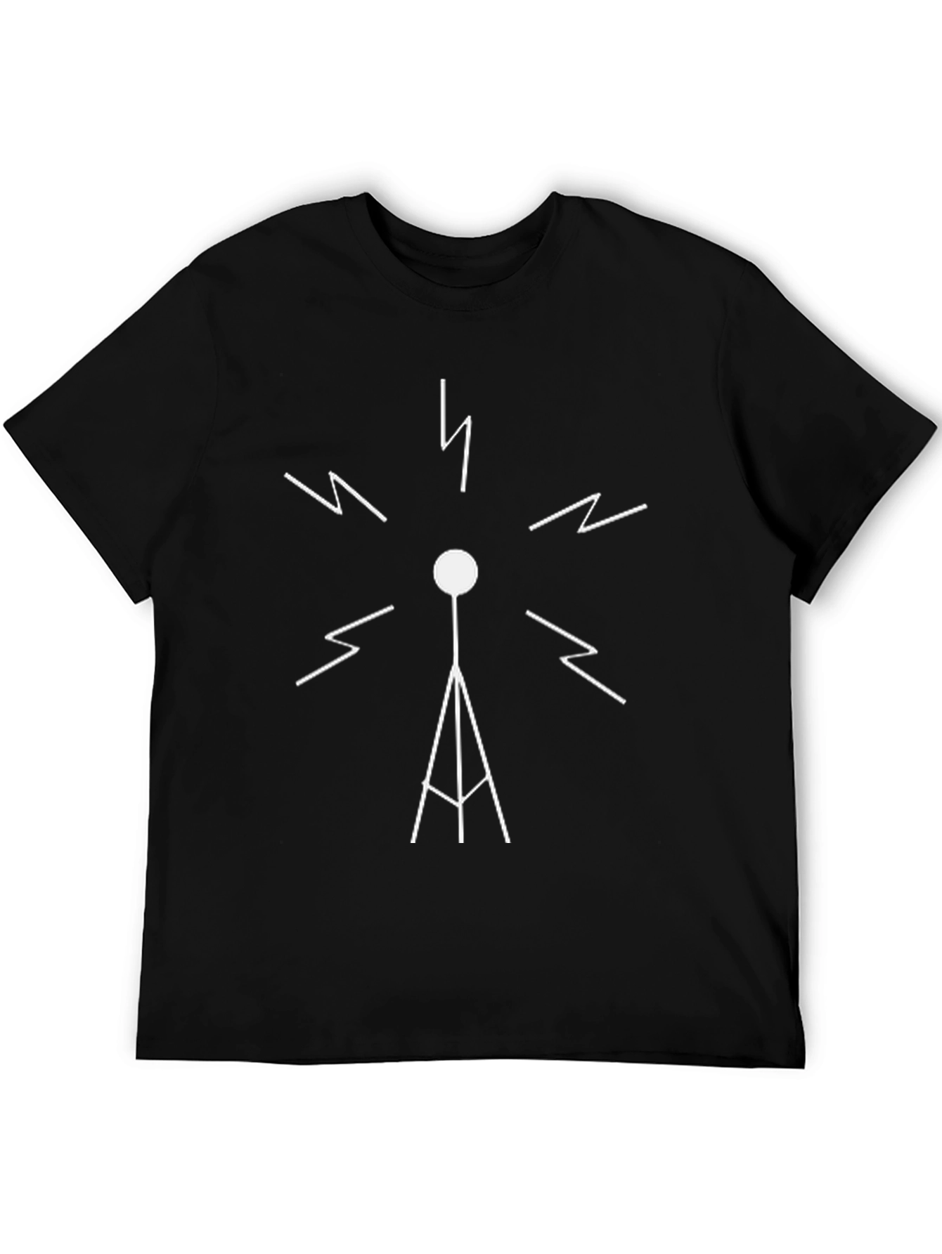 Camiseta Negra con Diseño de Antena de Radio