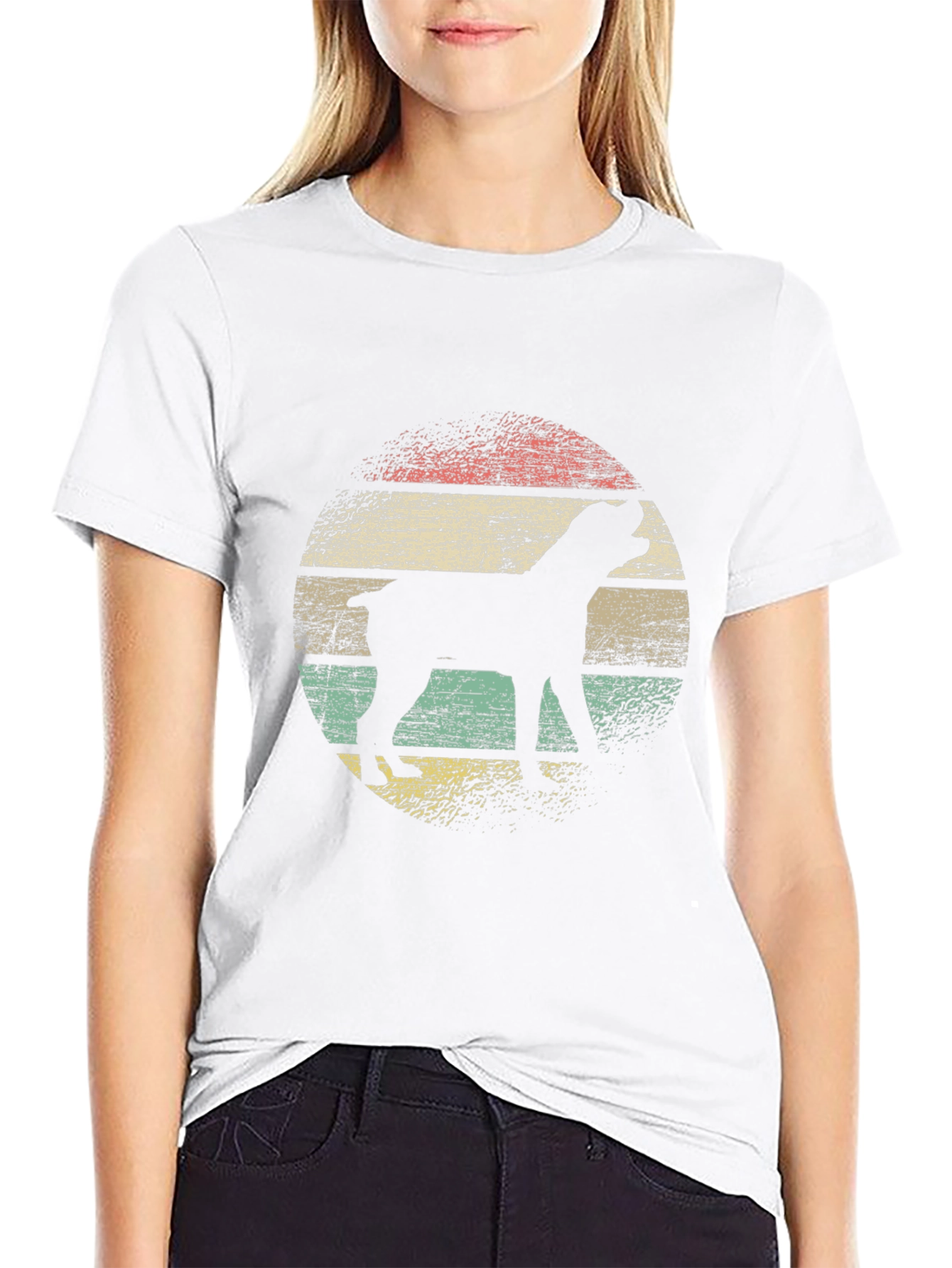 Camiseta Negra Retro con Silueta de Perro
