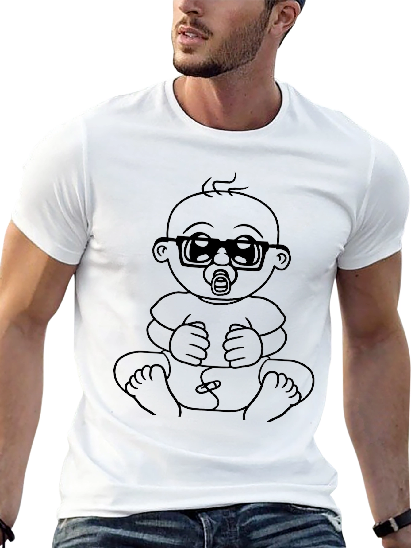 Camiseta Negra con Dibujo de Bebé Inteligente