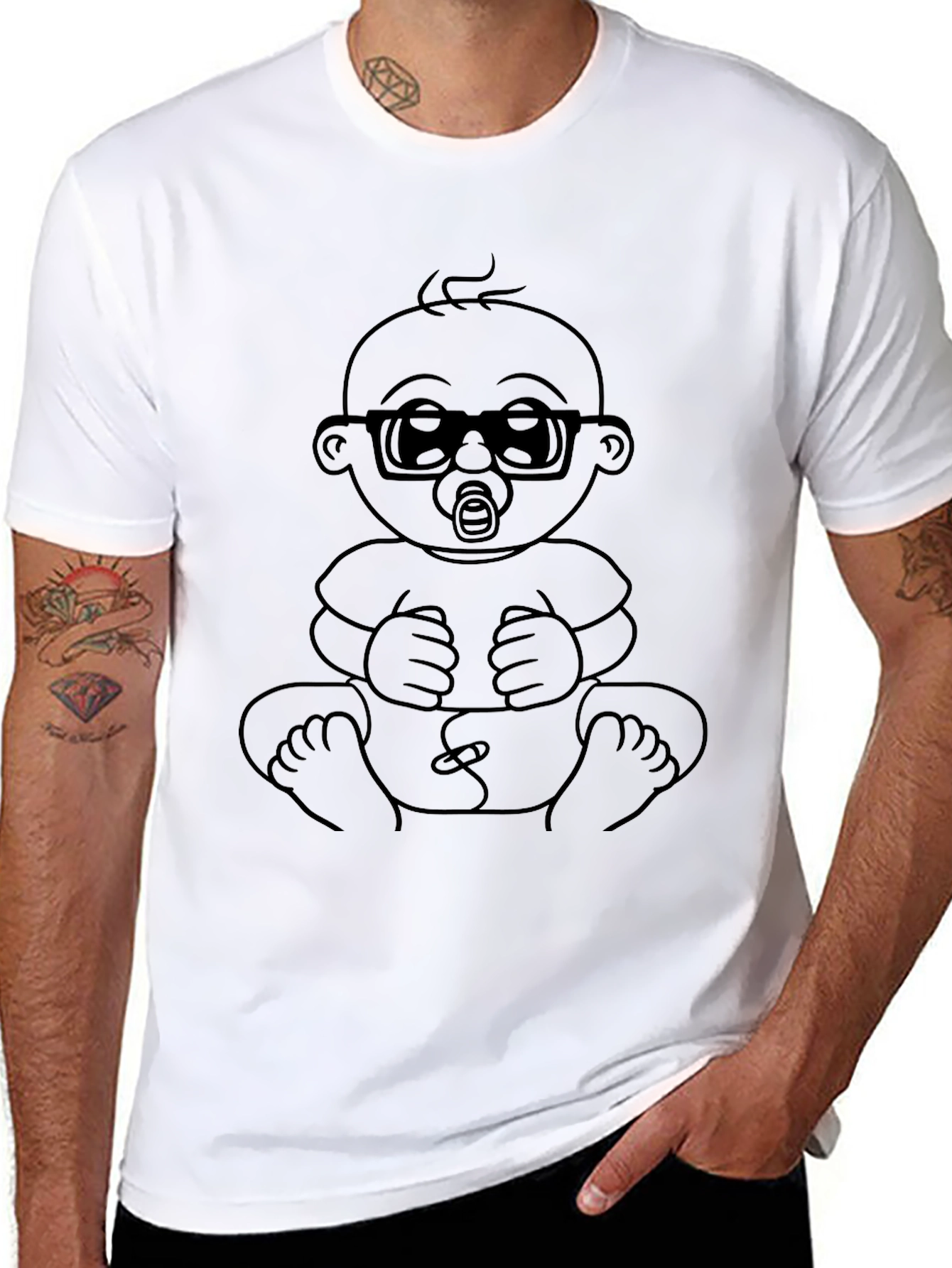Camiseta Negra con Dibujo de Bebé Inteligente