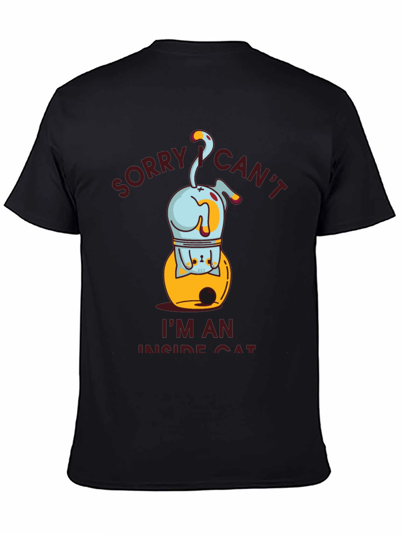 Camiseta Hombre Gato Interior Negra