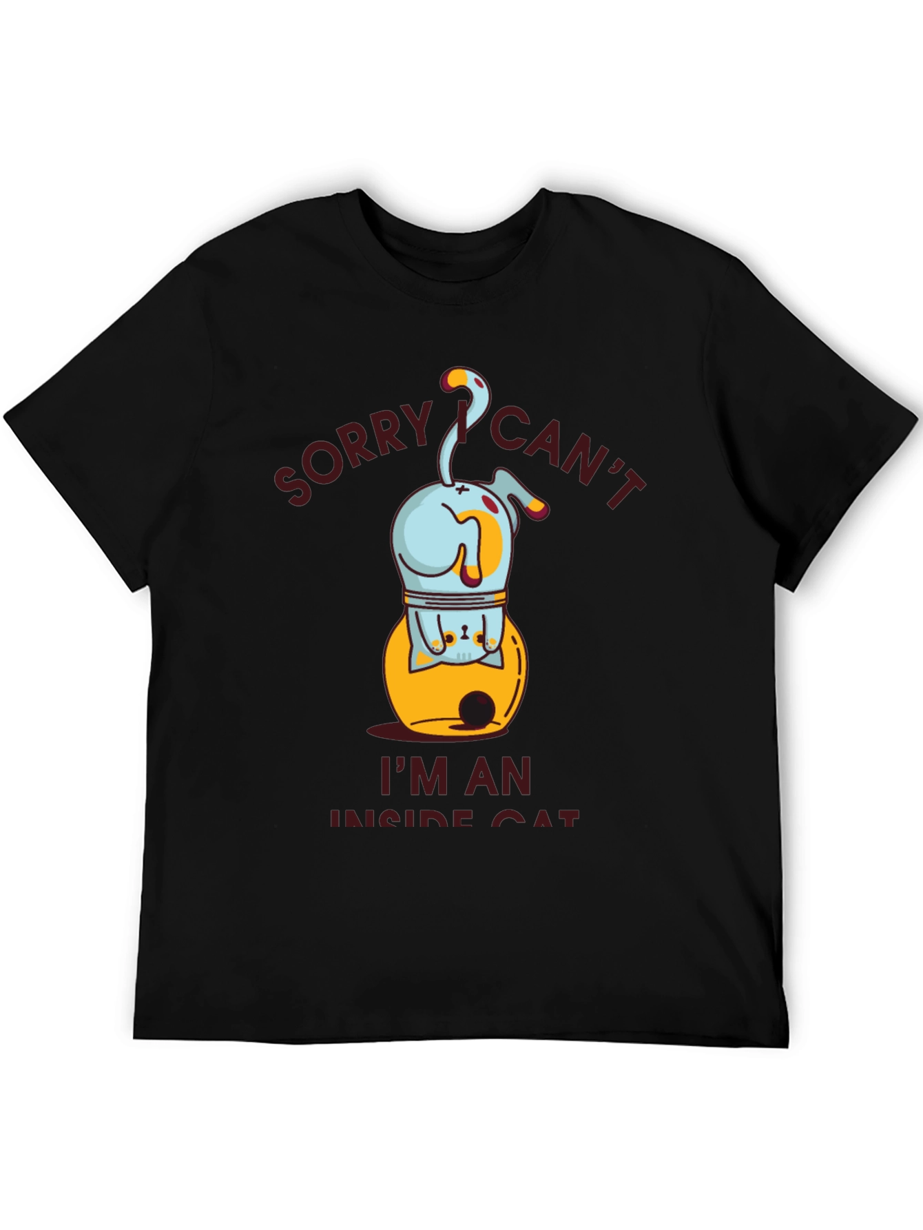 Camiseta Hombre Gato Interior Negra