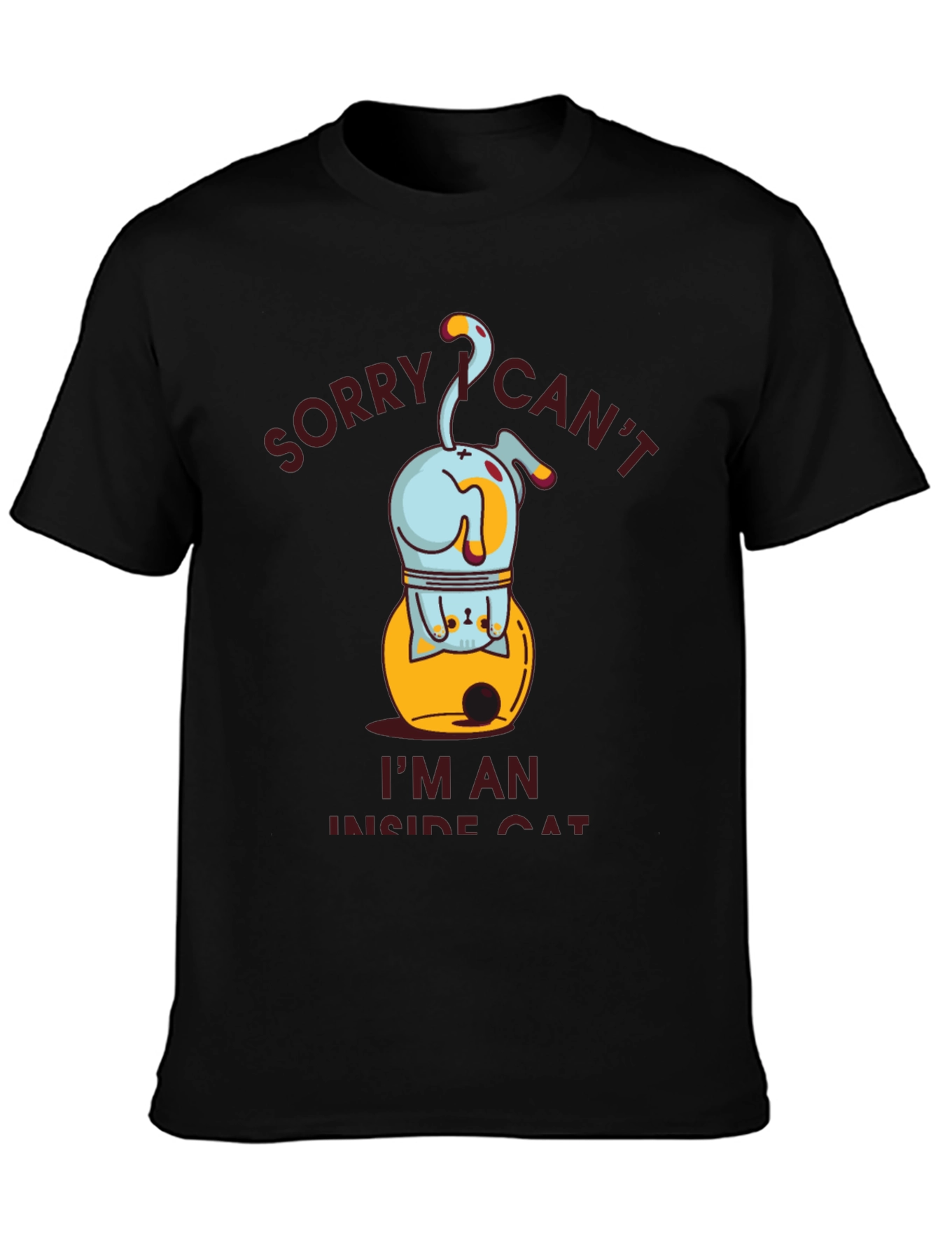 Camiseta Hombre Gato Interior Negra