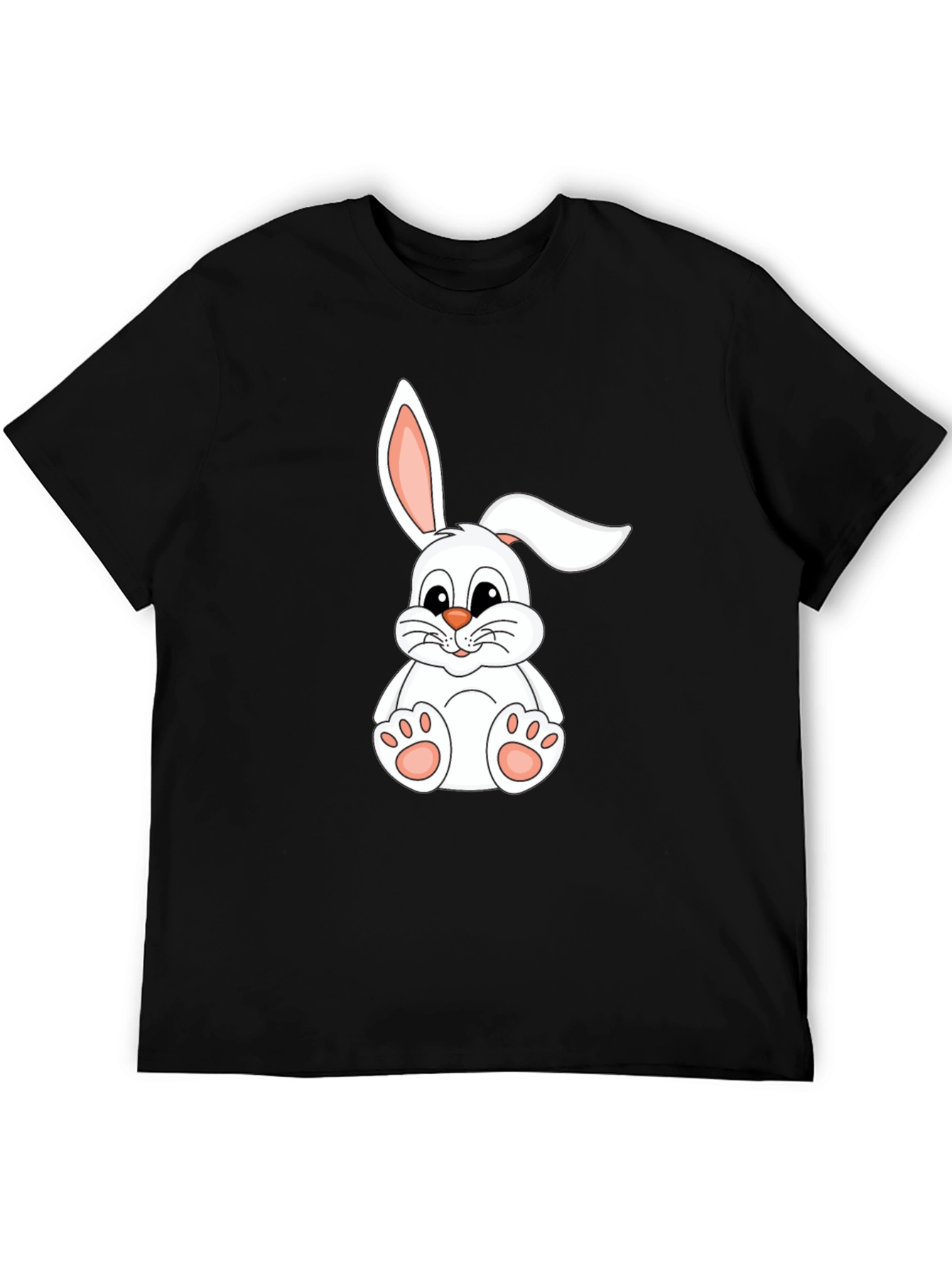 Camiseta Negra con Conejo Blanco