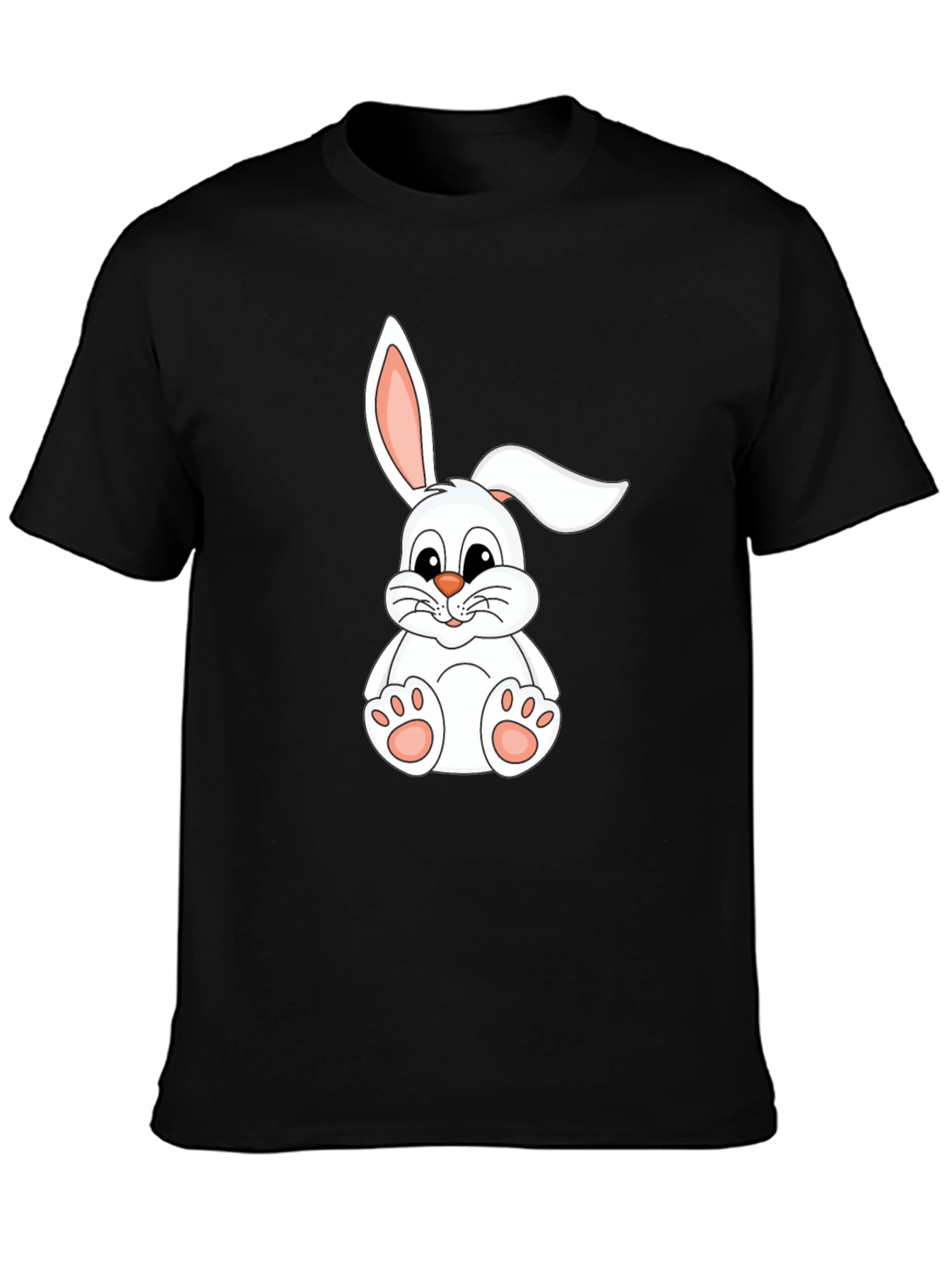 Camiseta Negra con Conejo Blanco