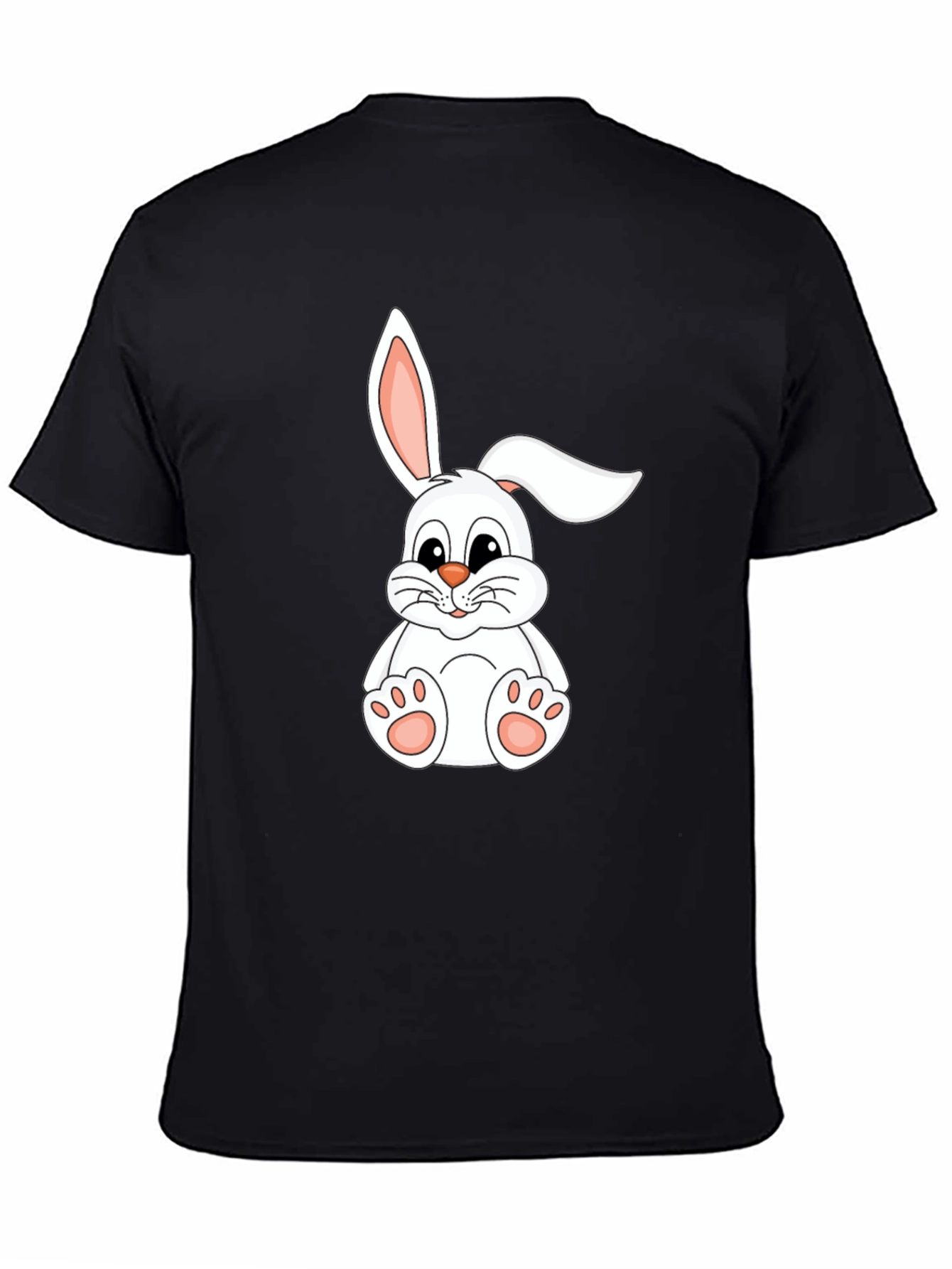 Camiseta Negra con Conejo Blanco