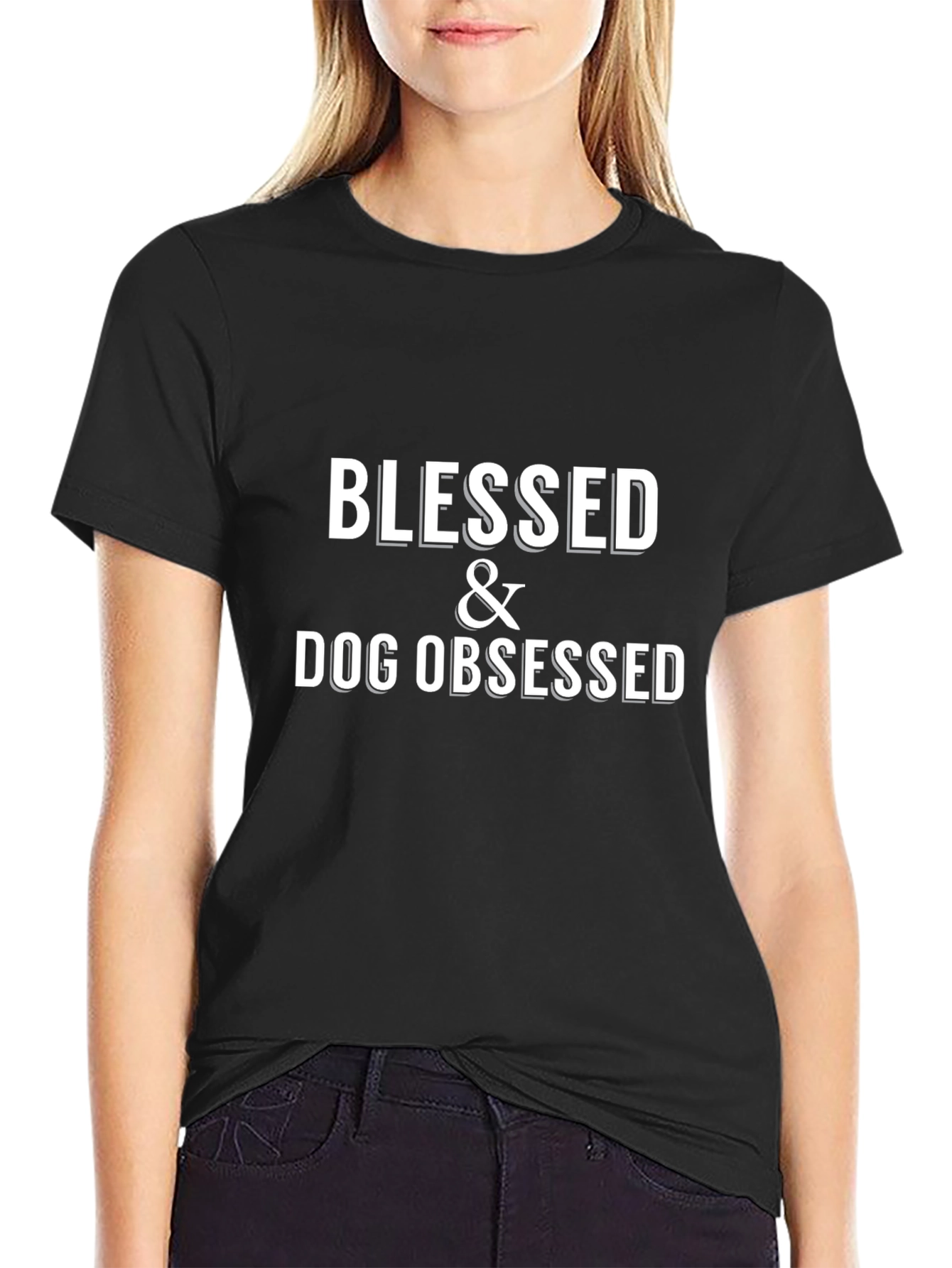 Camiseta Negra Blessed & Dog Obsessed