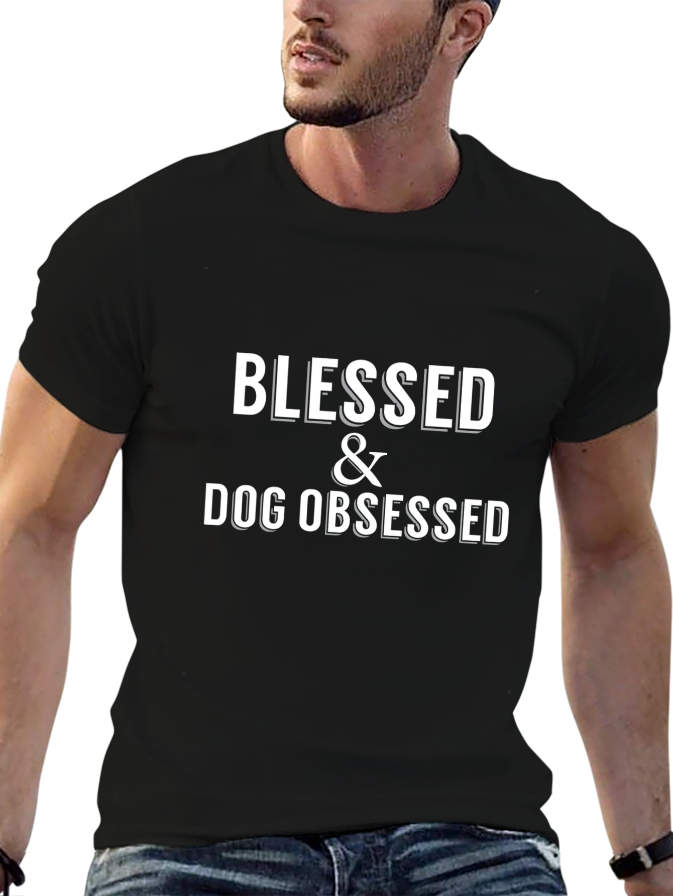 Camiseta Negra Blessed & Dog Obsessed
