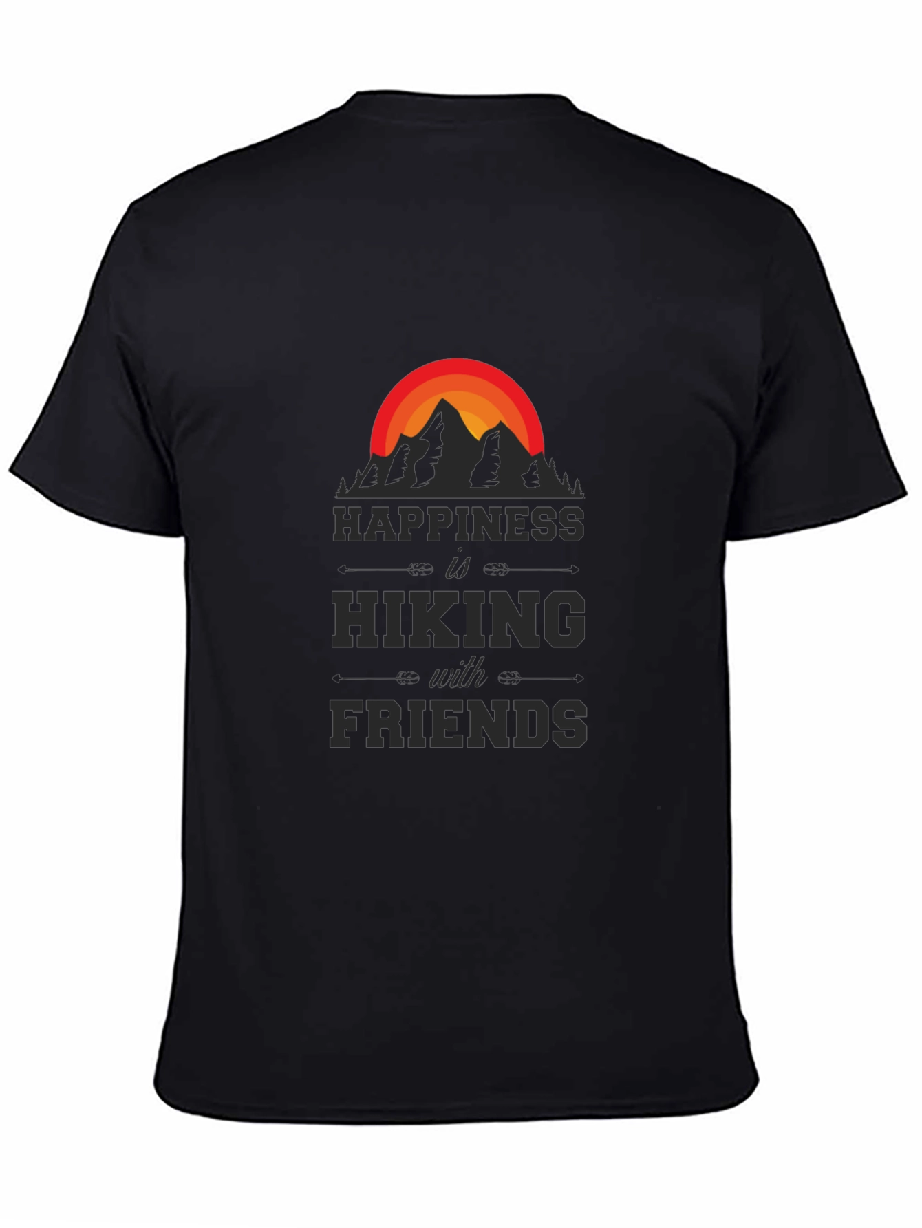 Camiseta Negra Happiness is Hiking with Friends