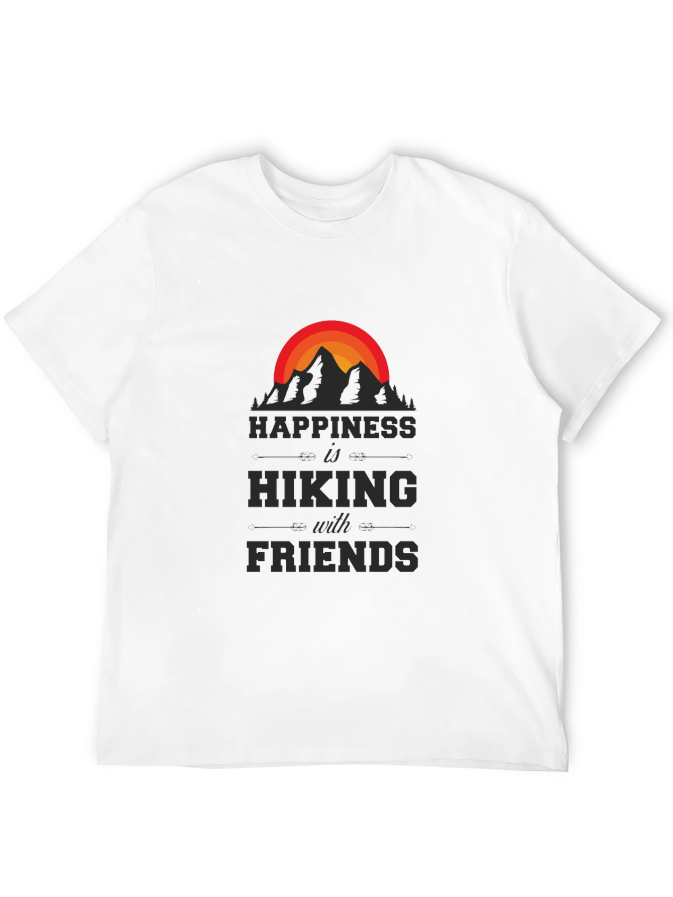 Camiseta Negra Happiness is Hiking with Friends