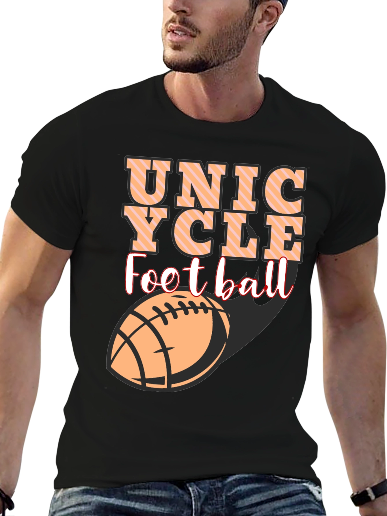 Camiseta Negra Unicycle Football Diseño Novedoso