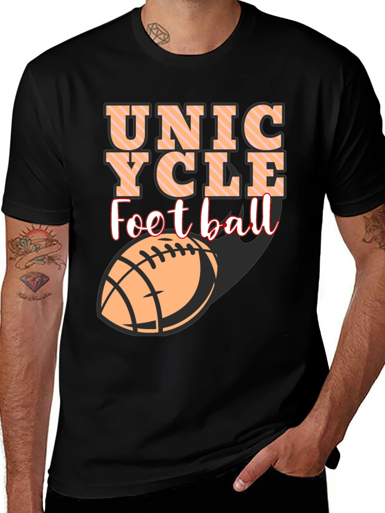 Camiseta Negra Unicycle Football Diseño Novedoso