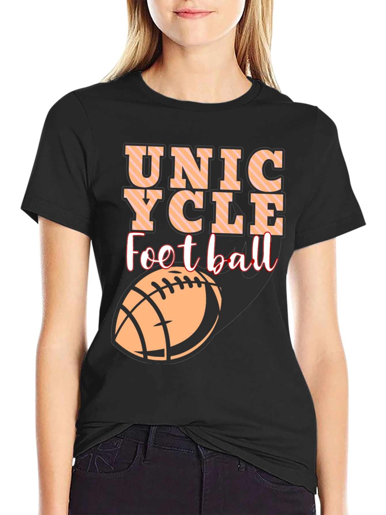 Camiseta Negra Unicycle Football Diseño Novedoso