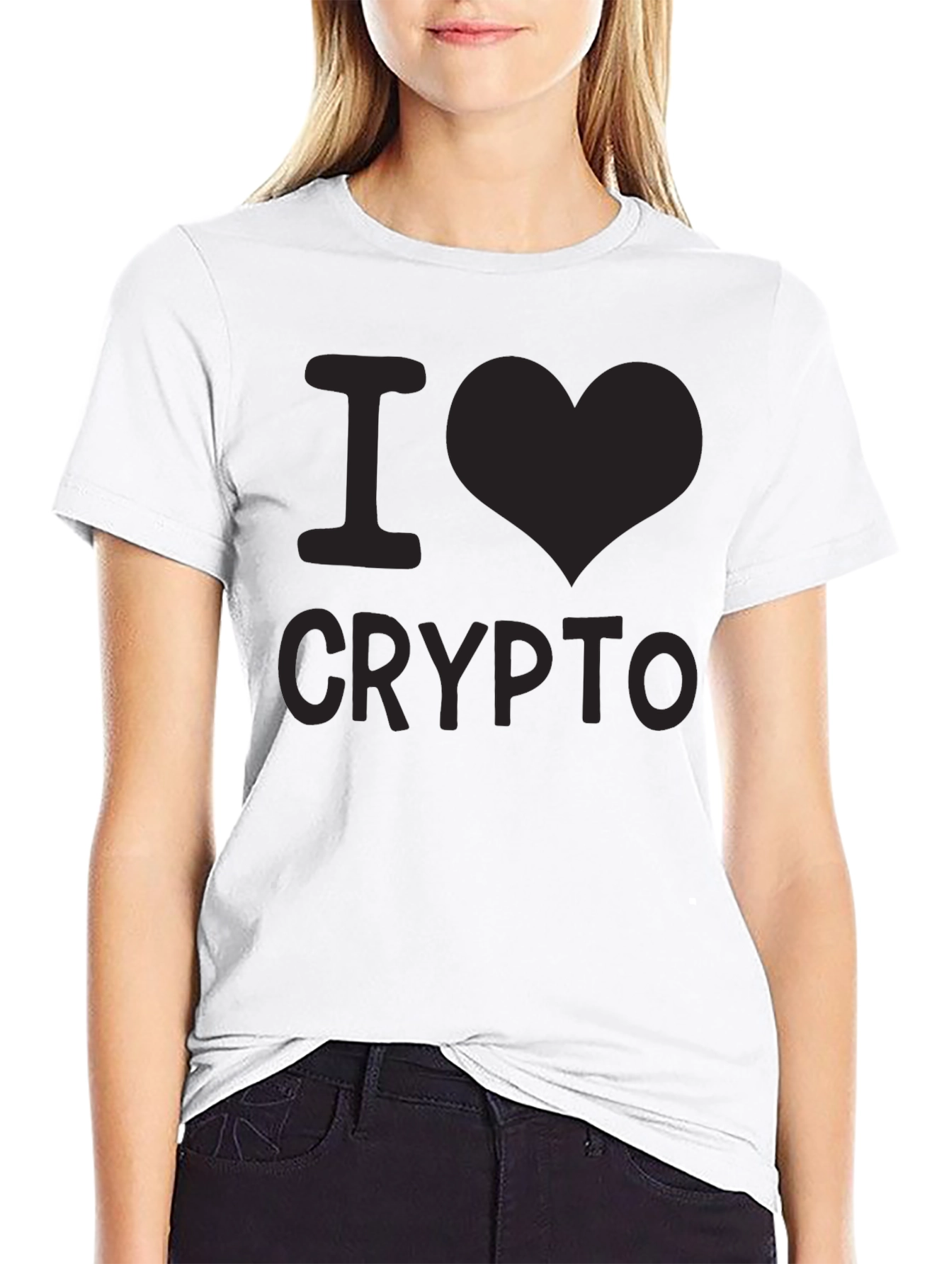 Camiseta Negra I Love Crypto para Hombre
