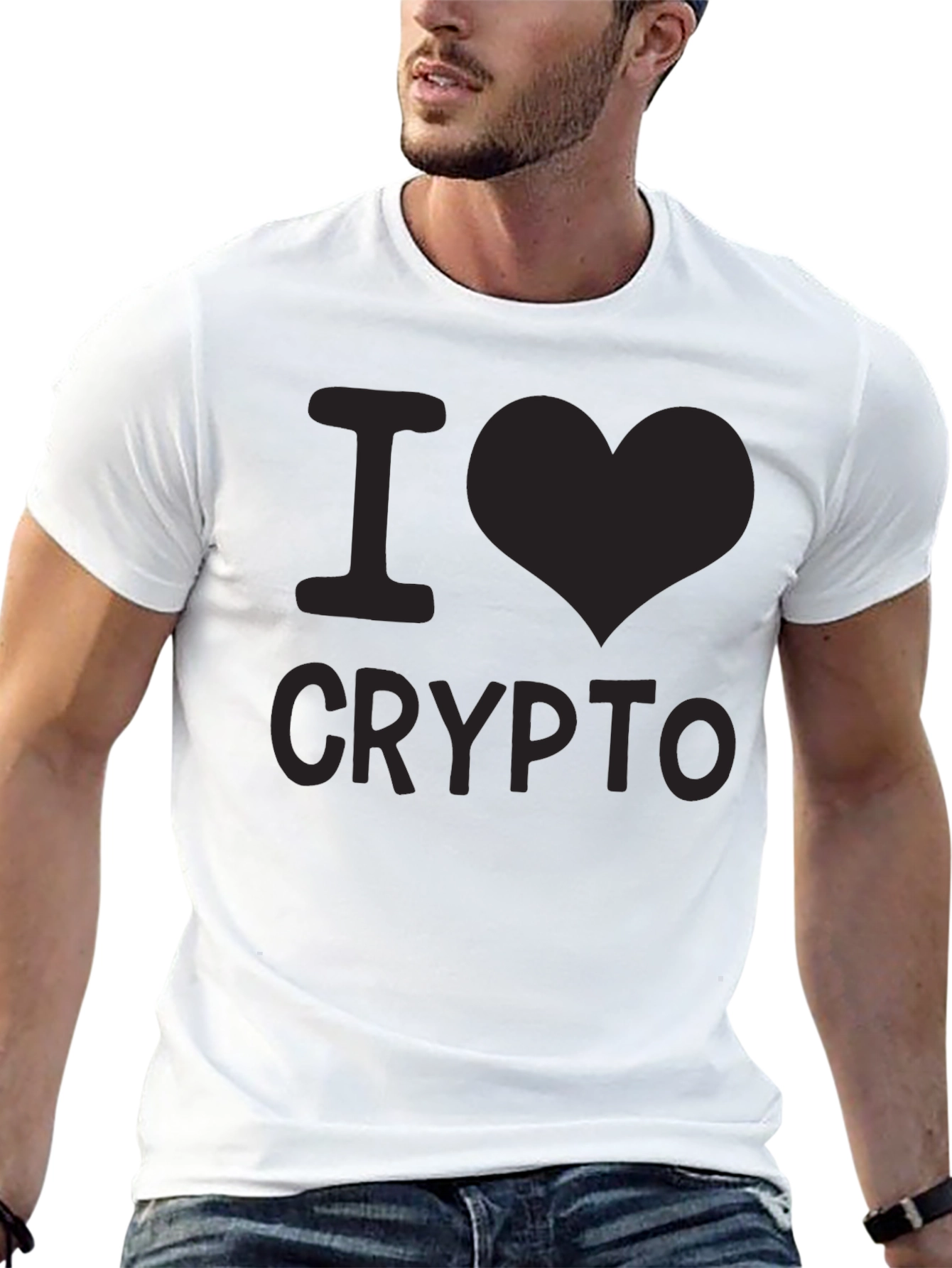 Camiseta Negra I Love Crypto para Hombre
