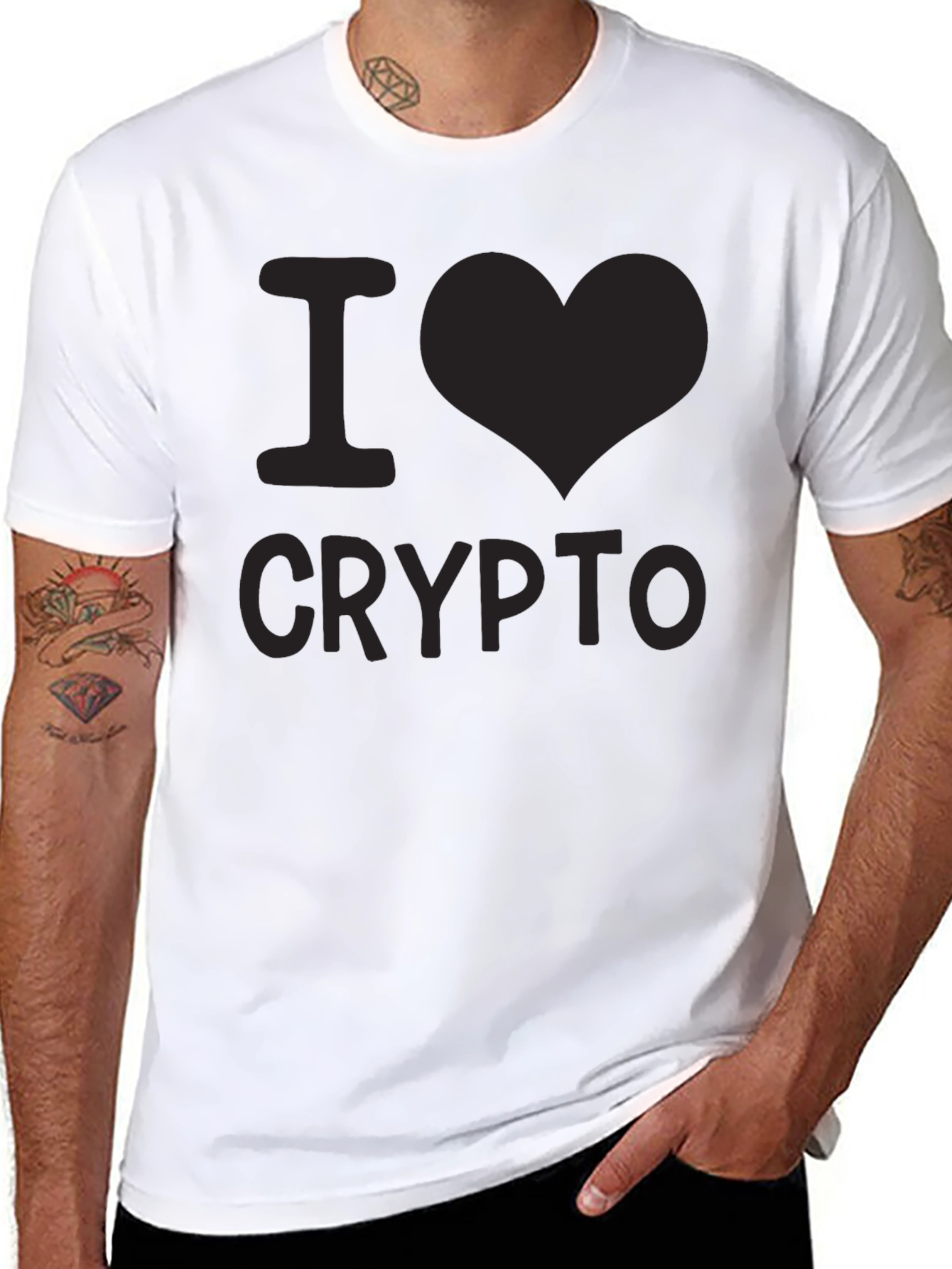 Camiseta Negra I Love Crypto para Hombre