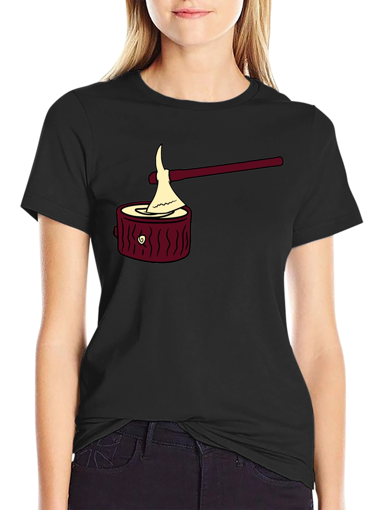 Camiseta Negra con Diseño Leñador