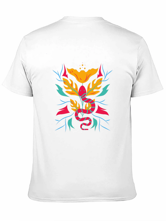 Camiseta Negra con Diseño de Serpiente Floral