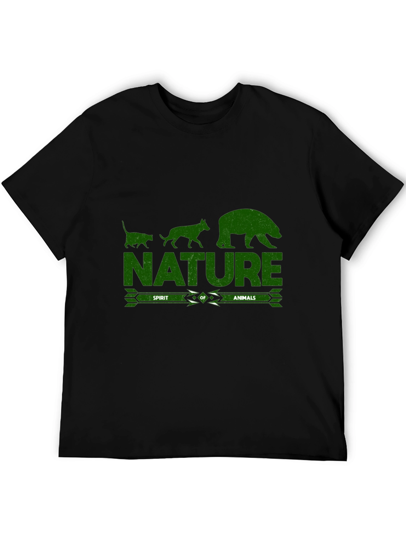 Camiseta Negra con Diseño de Naturaleza y Animales