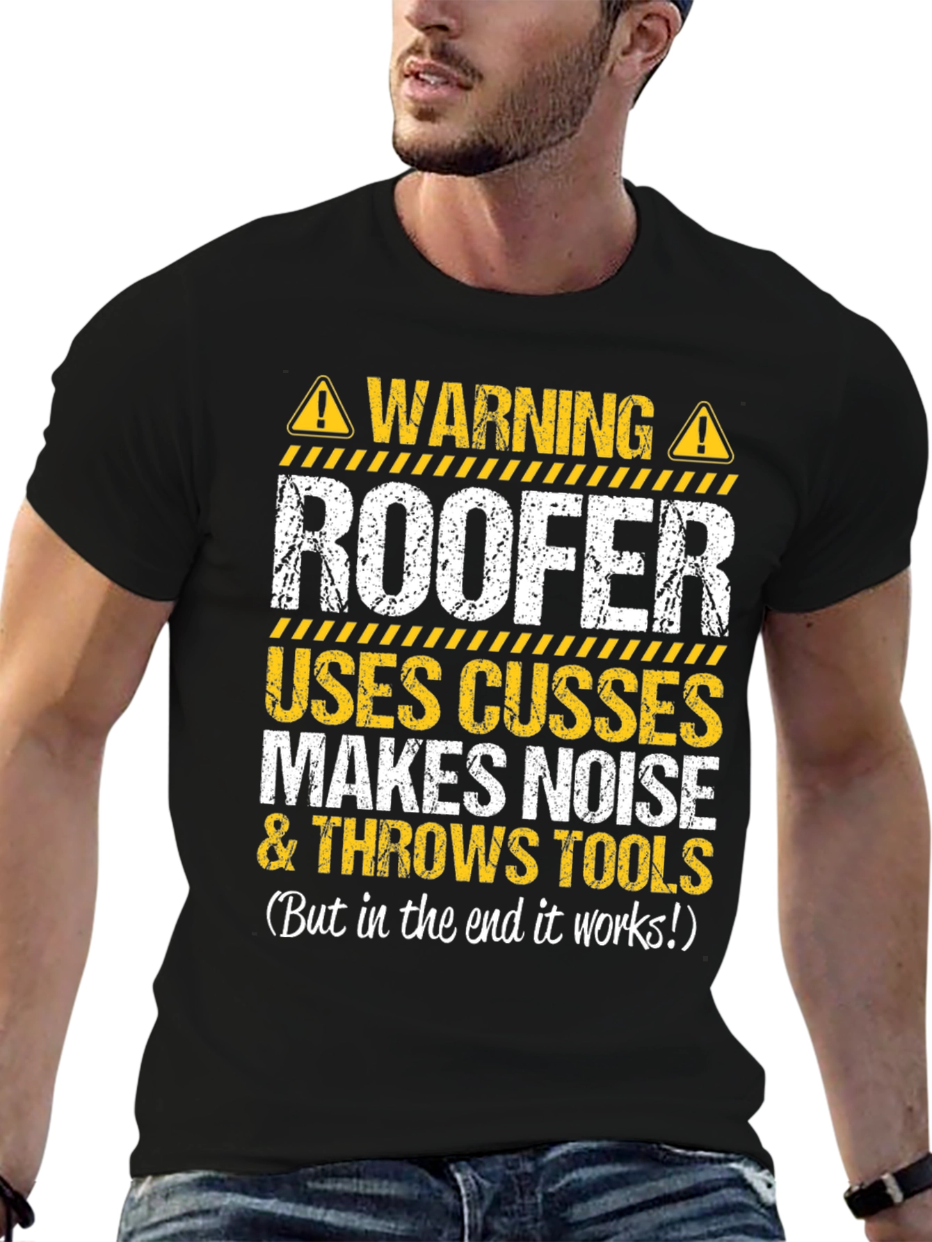 Camiseta Negra Advertencia Roofer