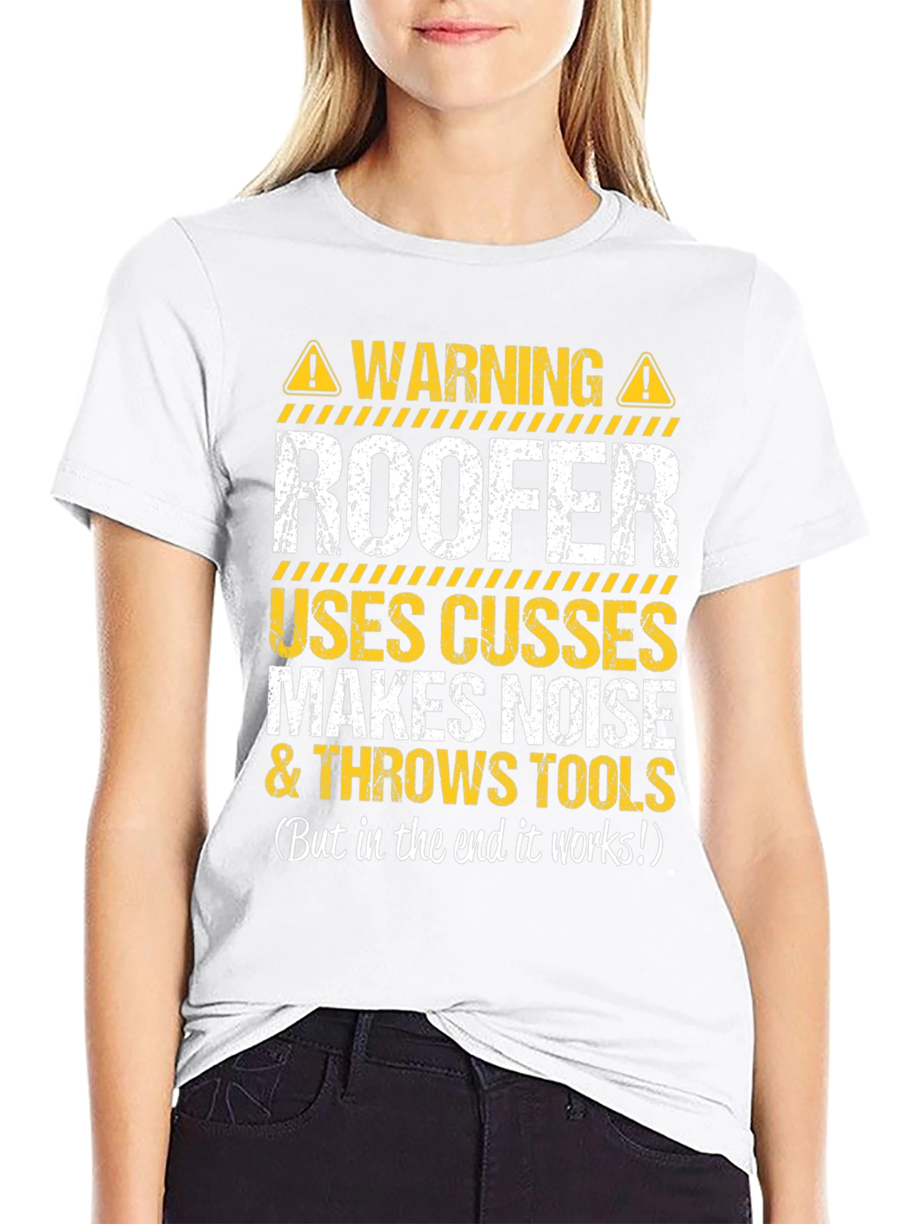 Camiseta Negra Advertencia Roofer