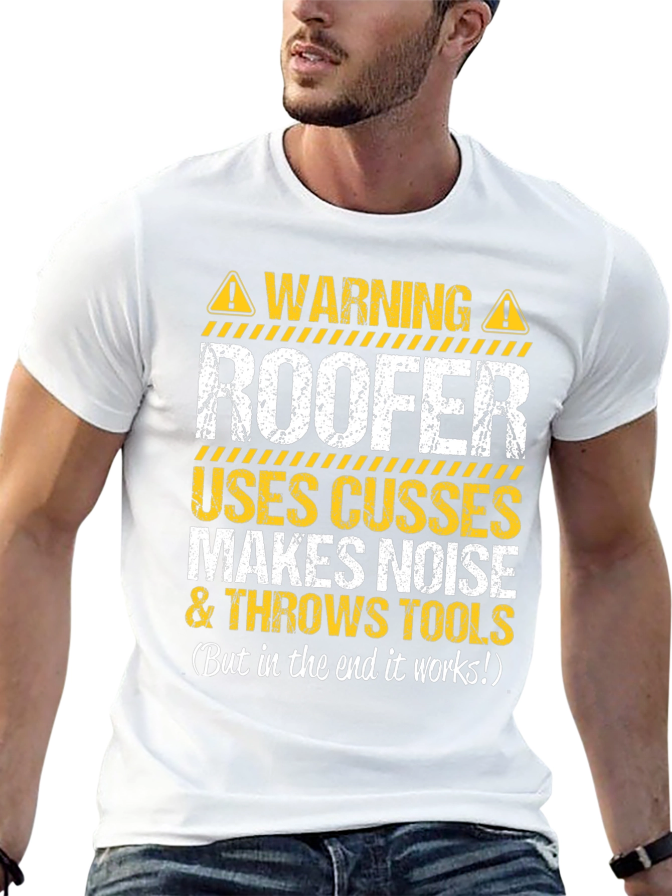 Camiseta Negra Advertencia Roofer