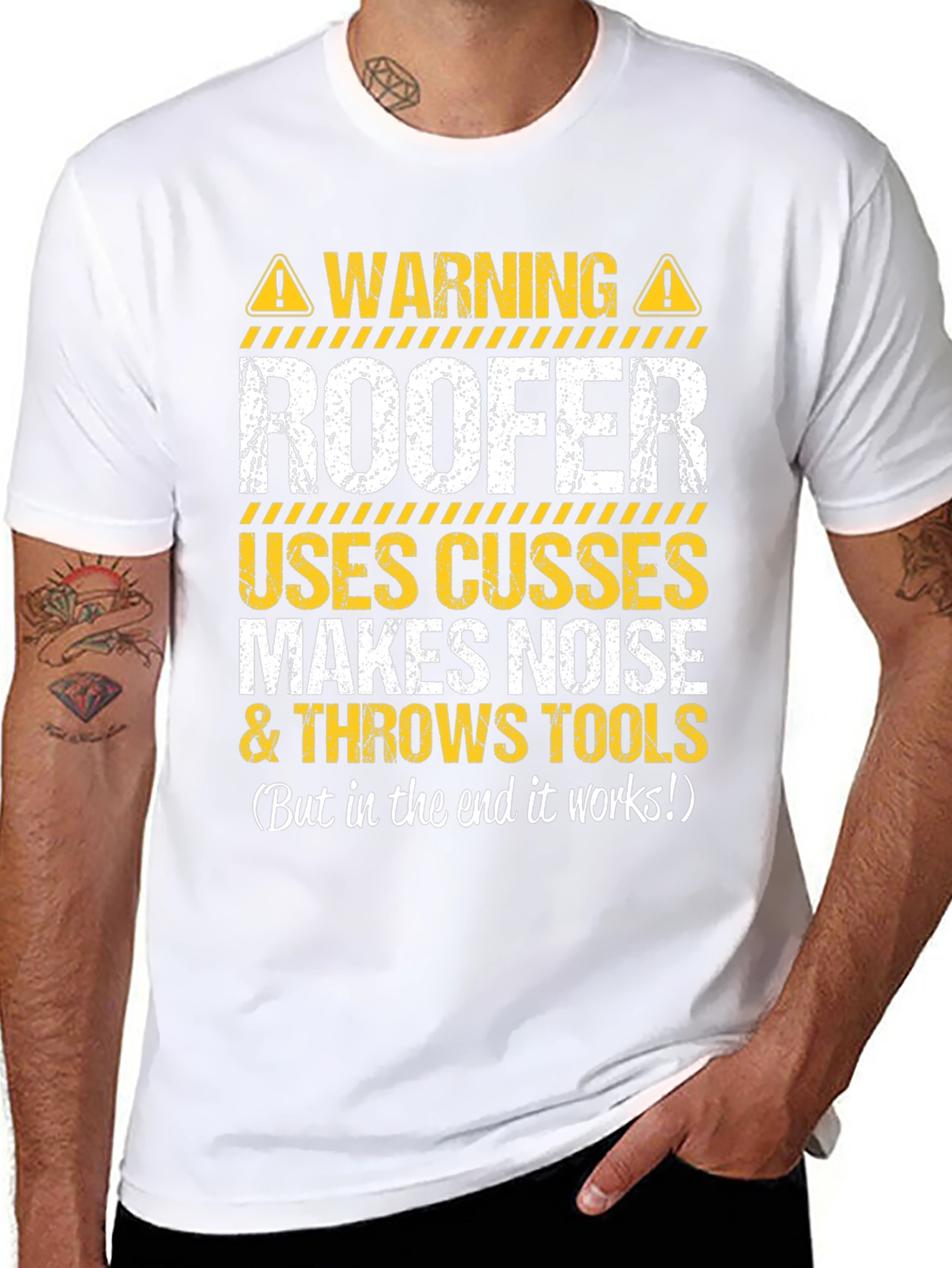 Camiseta Negra Advertencia Roofer
